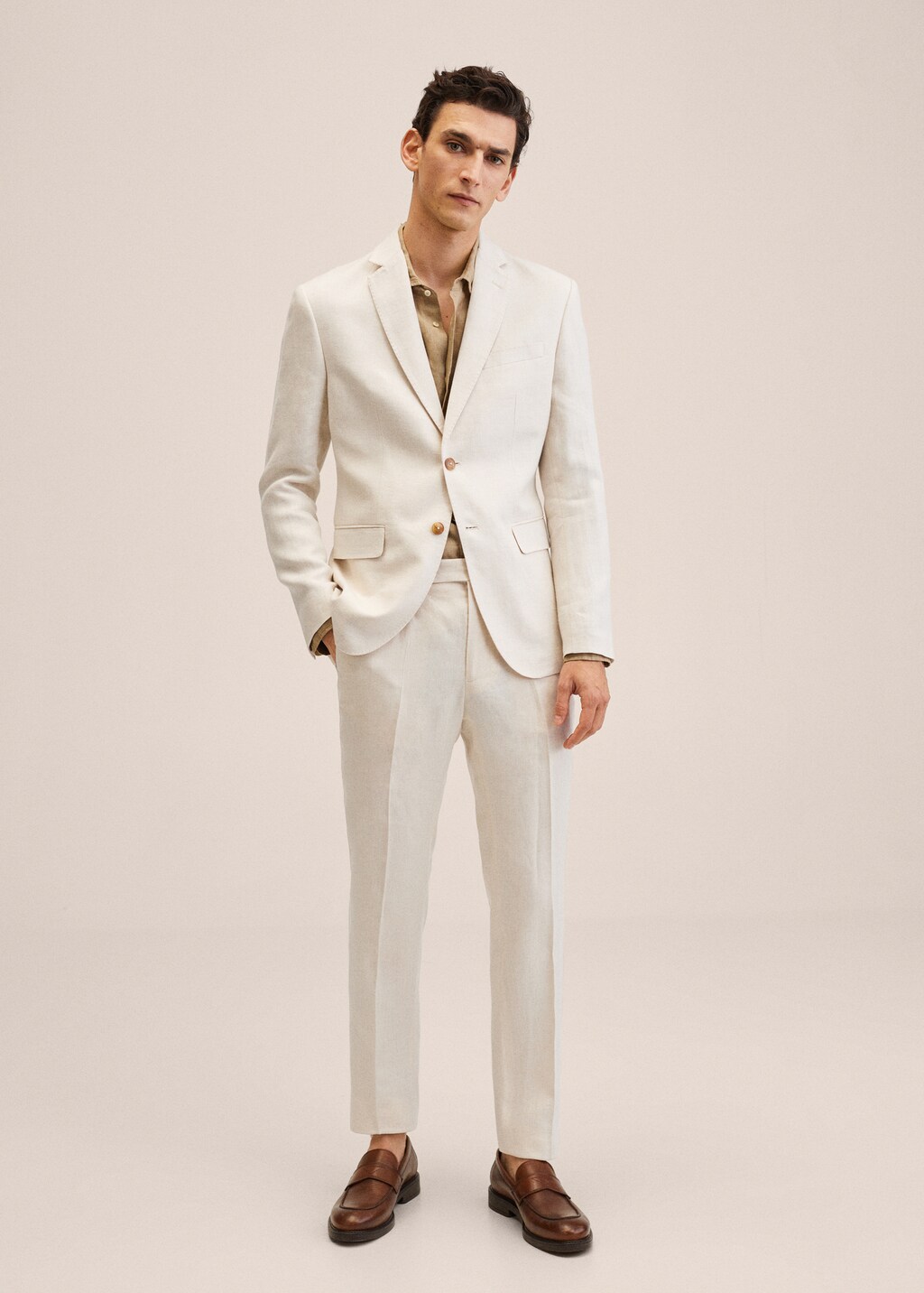 Slim fit linen suit blazer - General plane