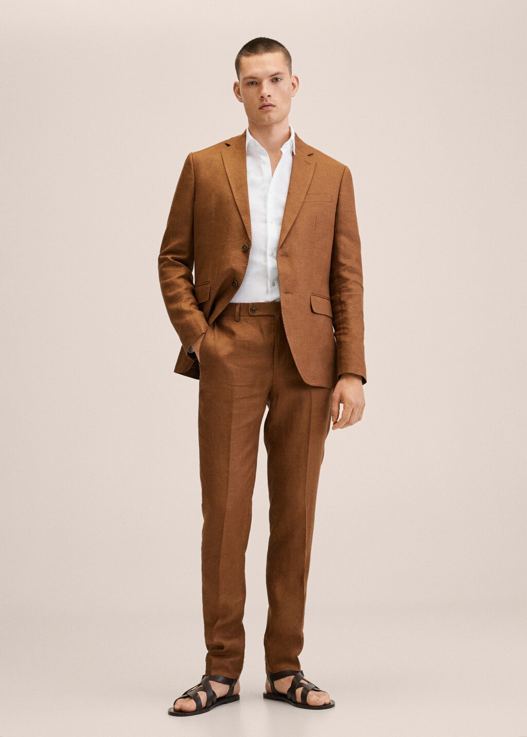 Slim-fit linen suit shirt - General plane