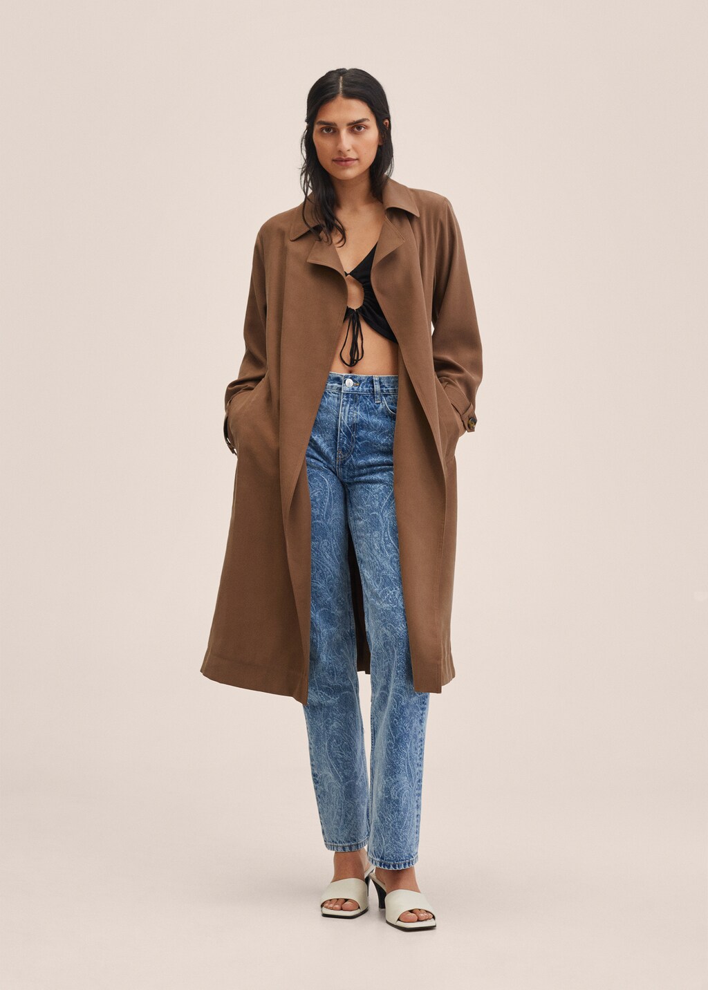 Soepelvallende oversized trenchcoat - Overzichtstekening