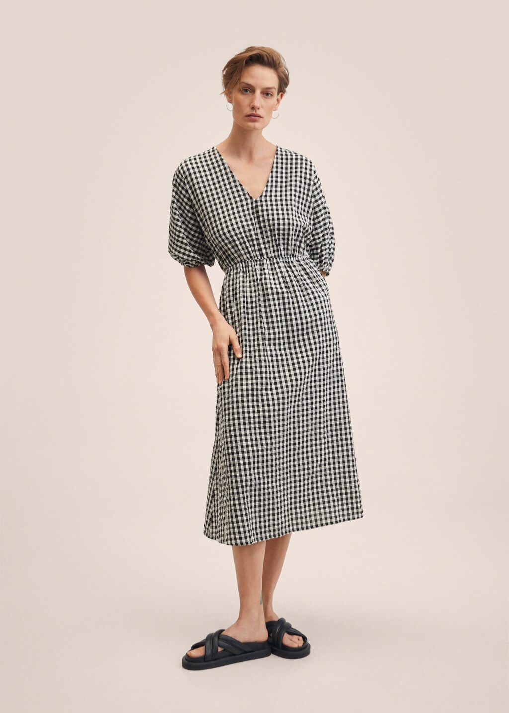 Gingham check cottoned dress - General plane