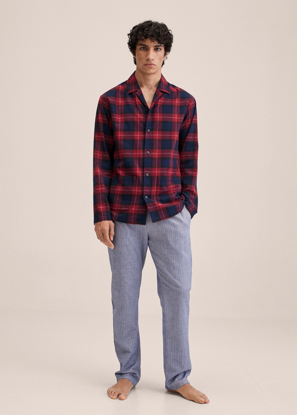 Chemise pyjama carreaux flanelle - Plan général