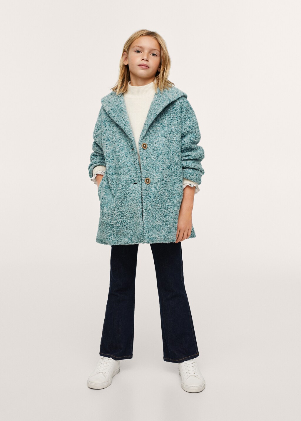 Fur bouclé wool coat - General plane