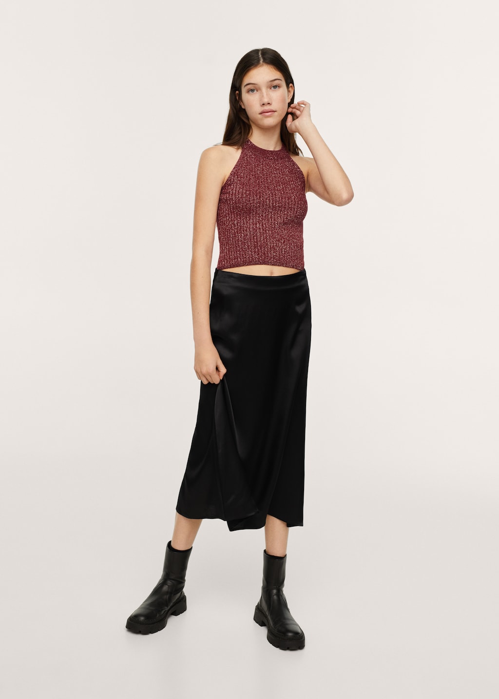 Midi satin skirt - General plane