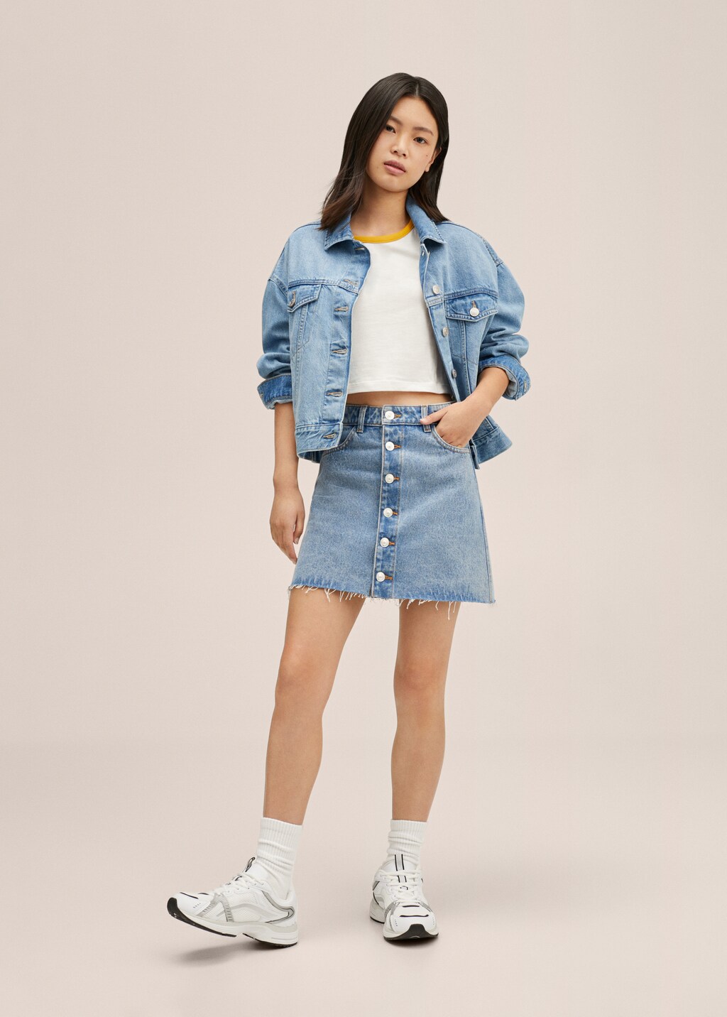 Buttoned denim skirt - General plane