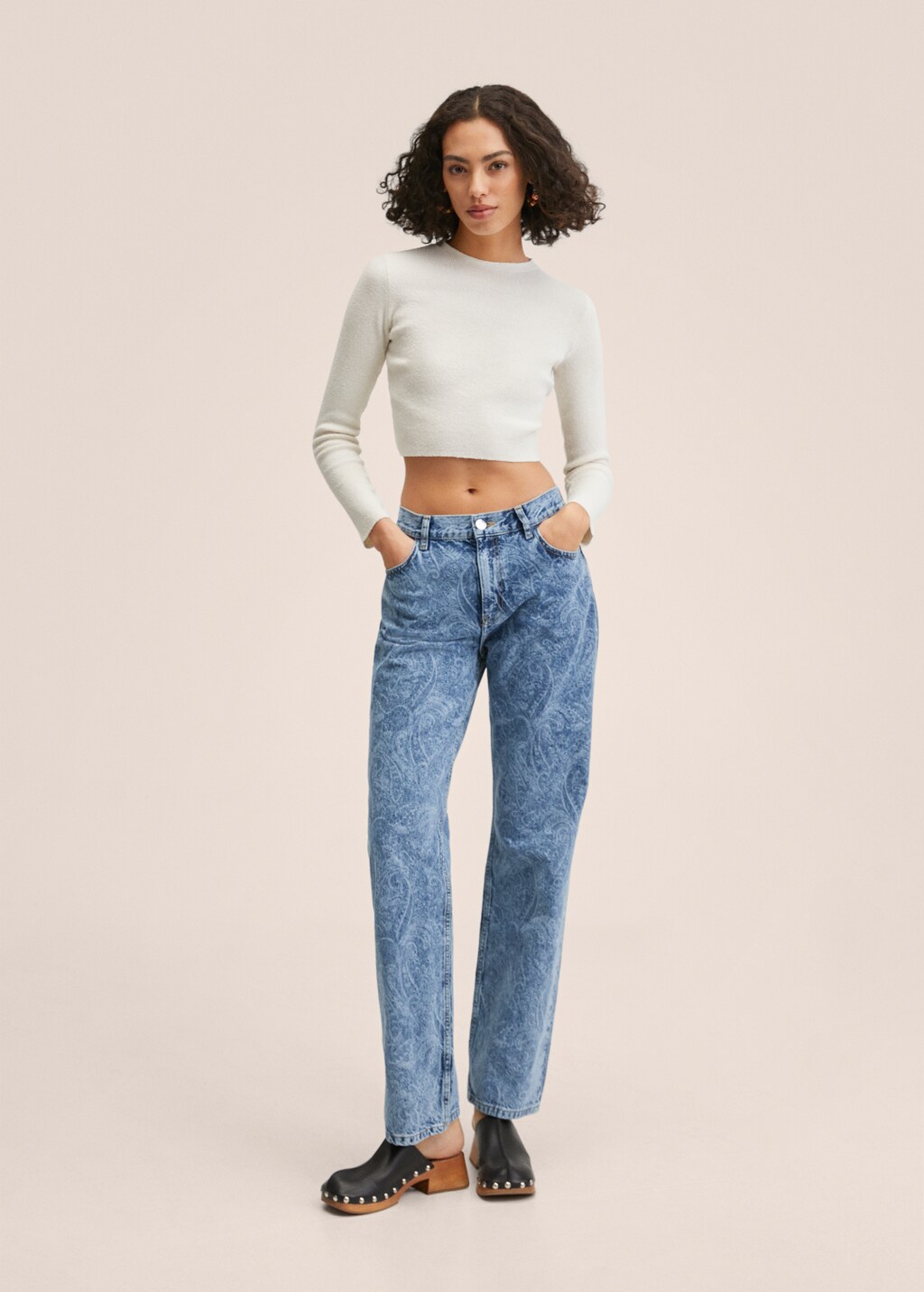 Side slit cotton-blend sweater - General plane