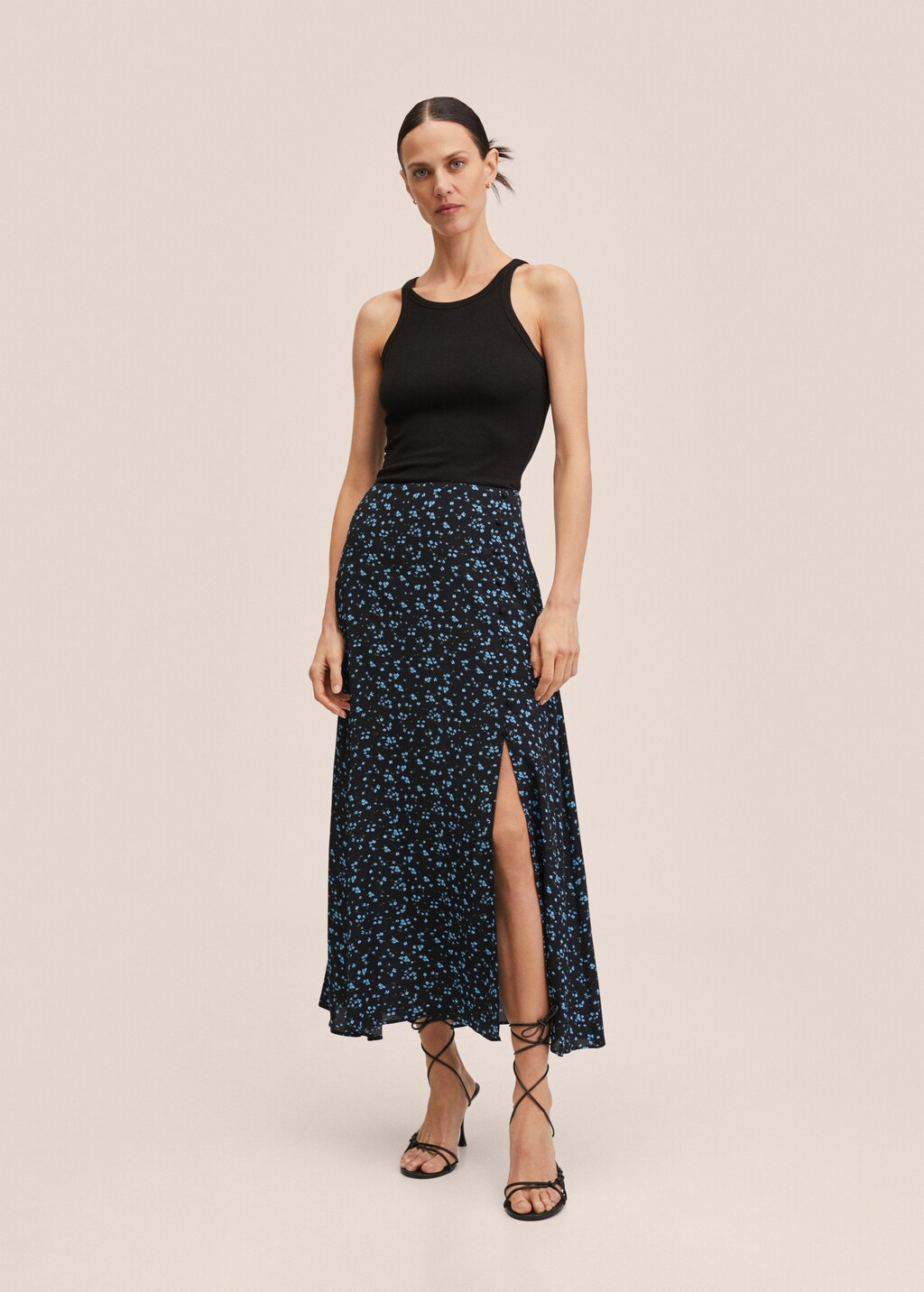 Slit floral skirt - General plane