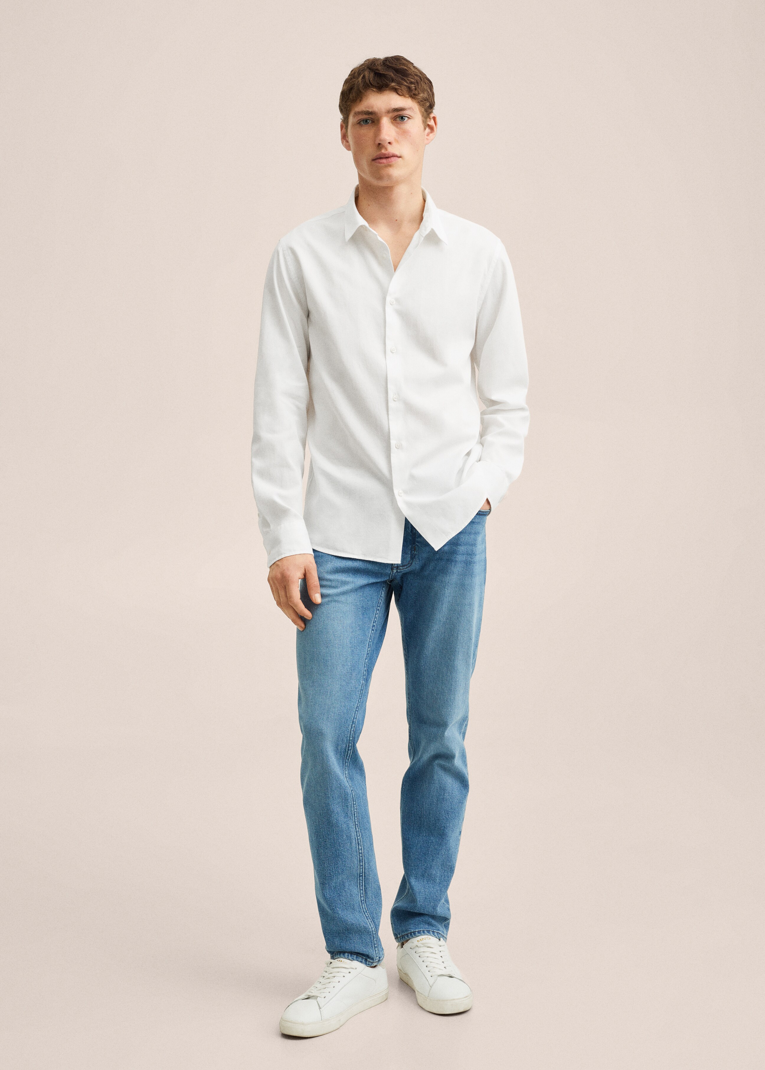 Slim fit structured cotton shirt - General plane