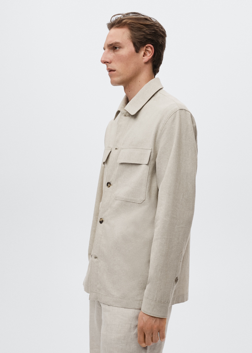 Linen overshirt with pockets - Details of the article 2