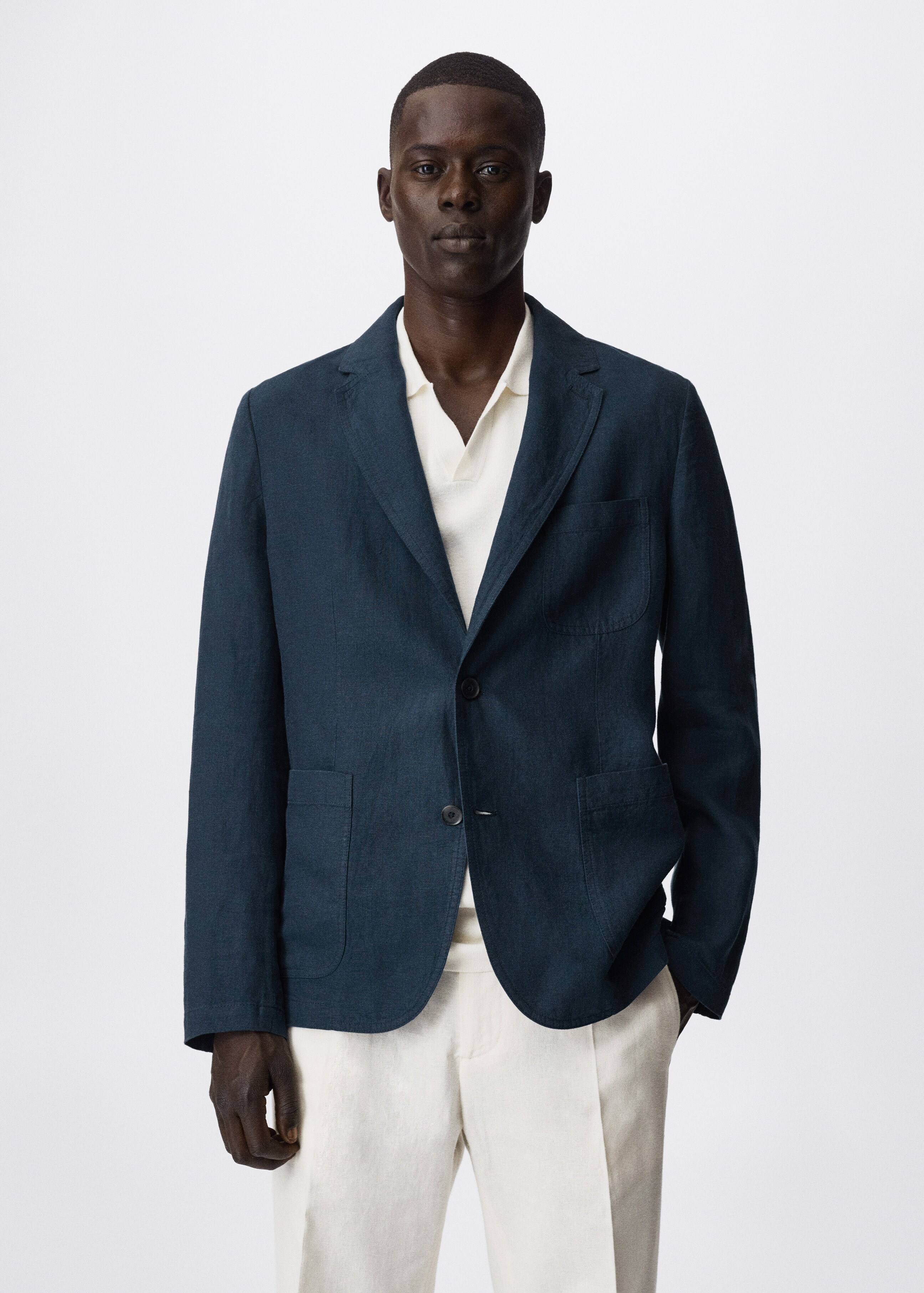 Slim-fit linen jacket - Medium plane