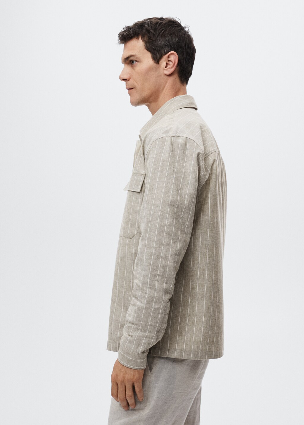 Striped cotton linen overshirt - Details of the article 2