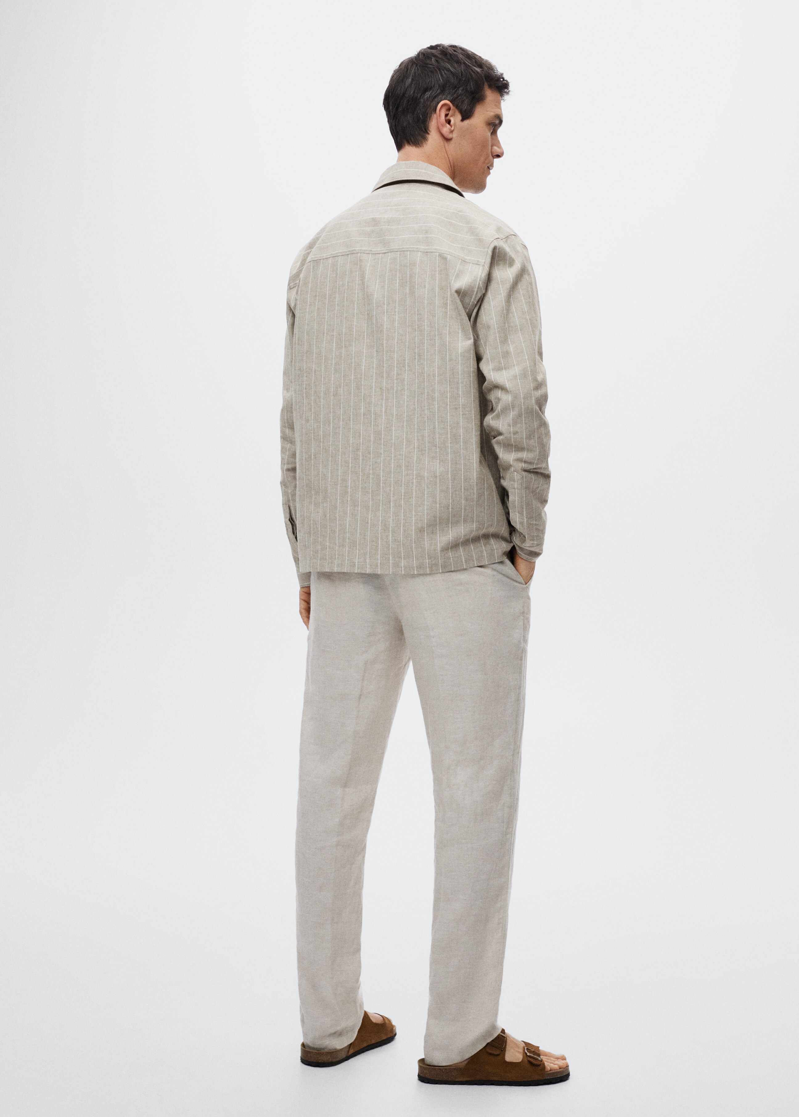 Striped cotton linen overshirt - Reverse of the article