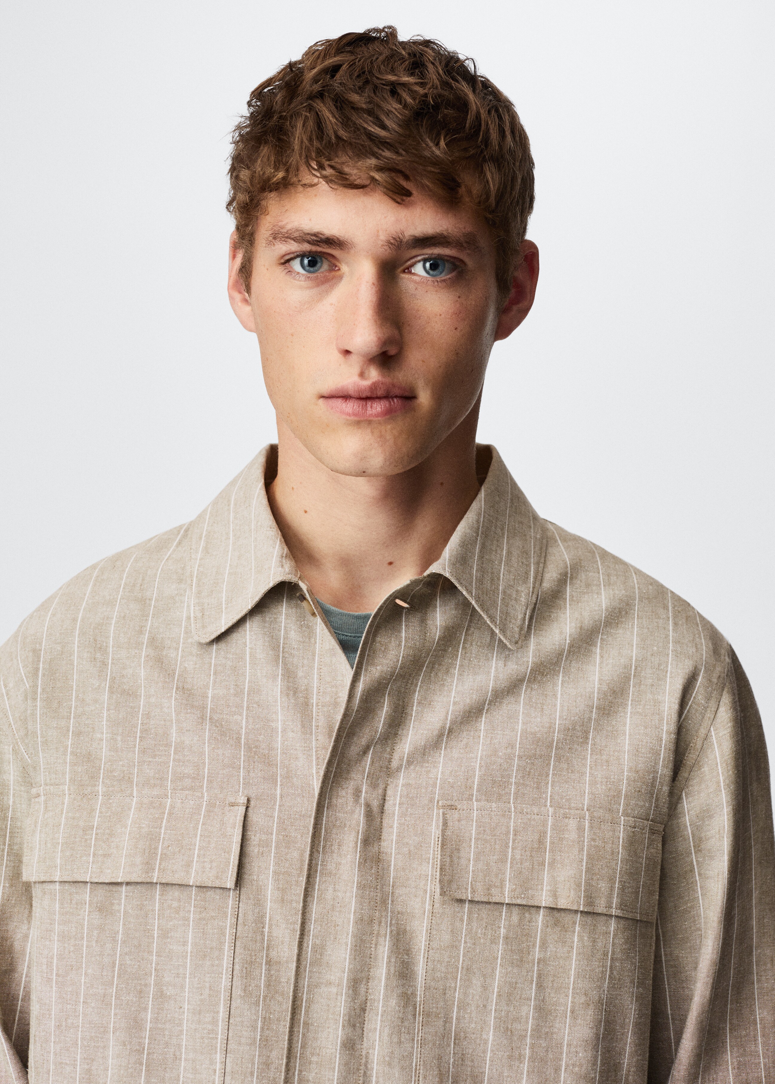 Striped cotton linen overshirt - Details of the article 2