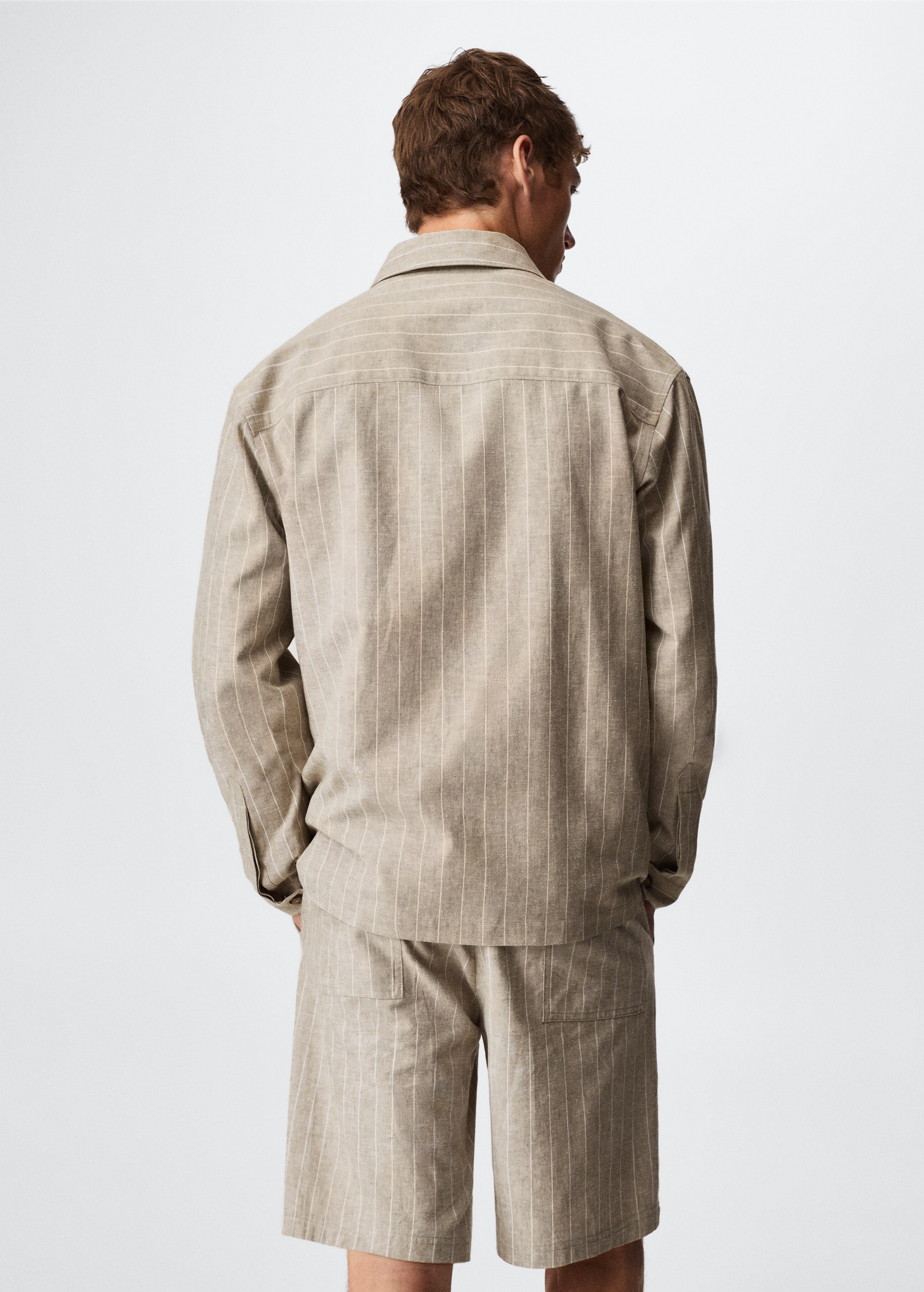 Striped cotton linen overshirt - Reverse of the article