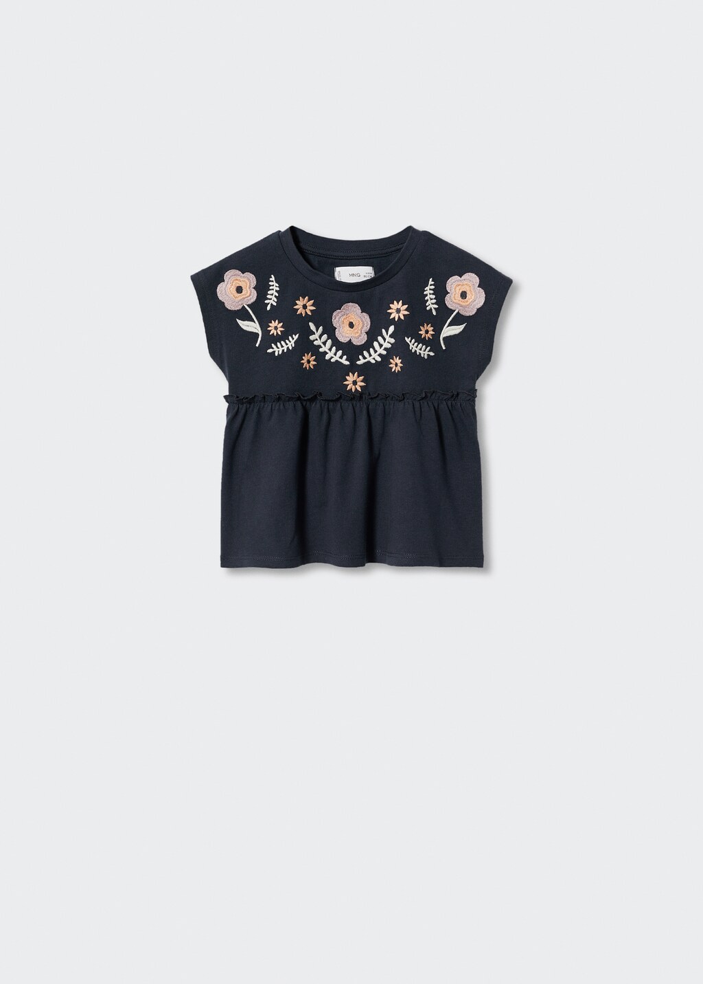 Embroidered flowers organic cotton t-shirt - Article without model