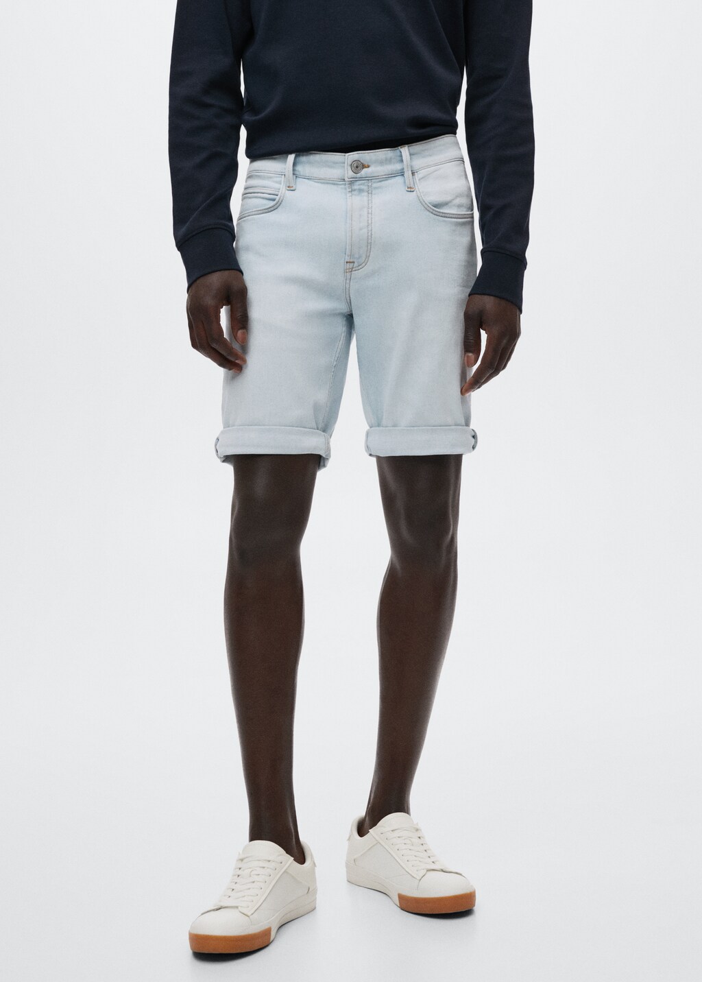 Slim-fit denim bermuda shorts - Medium plane