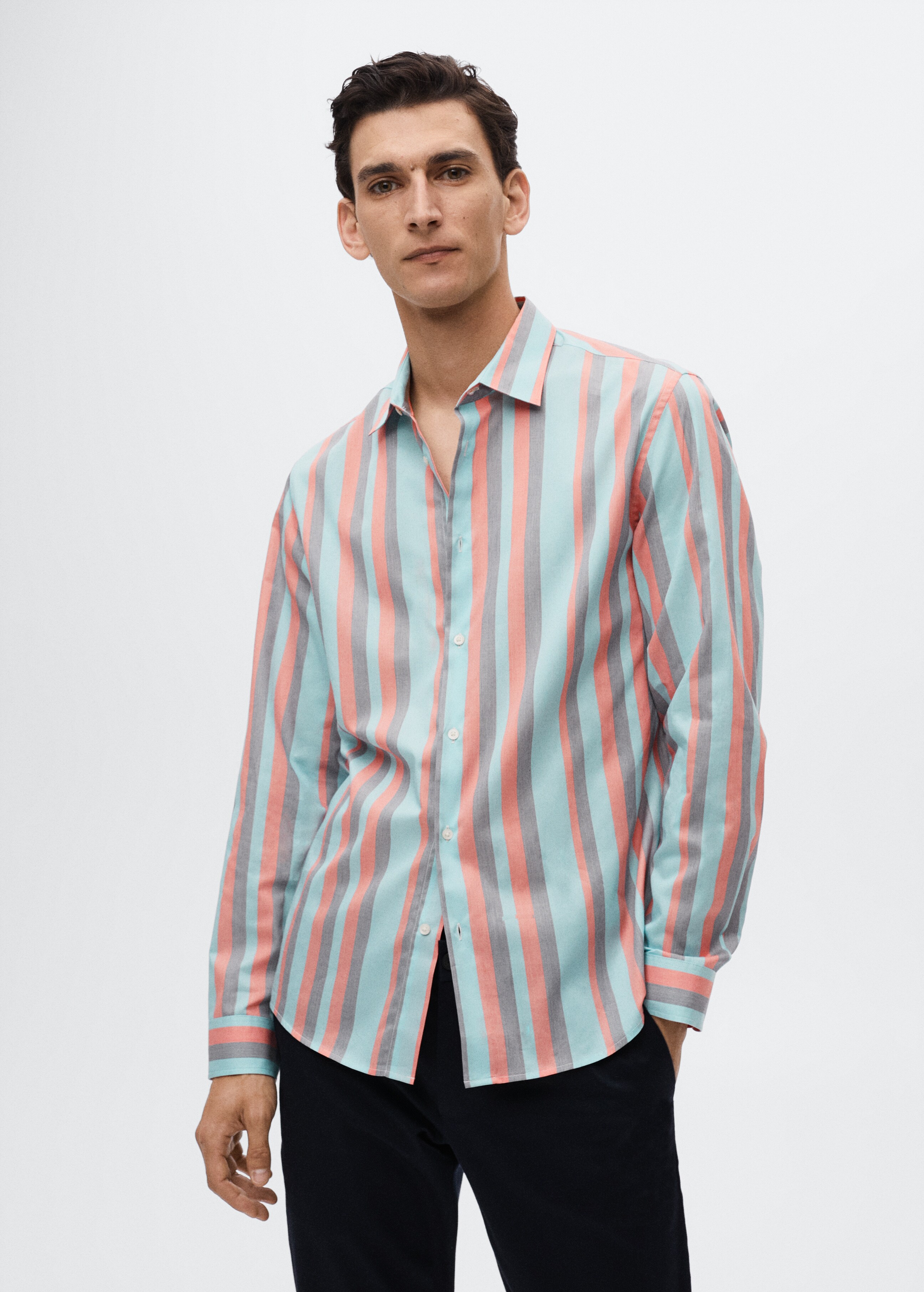 Regular-fit cotton striped shirt - Medium plane