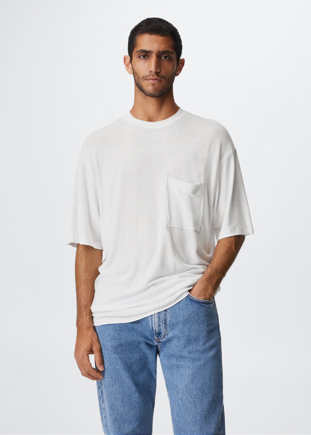 Linen-blend flowy T-shirt - Medium plane