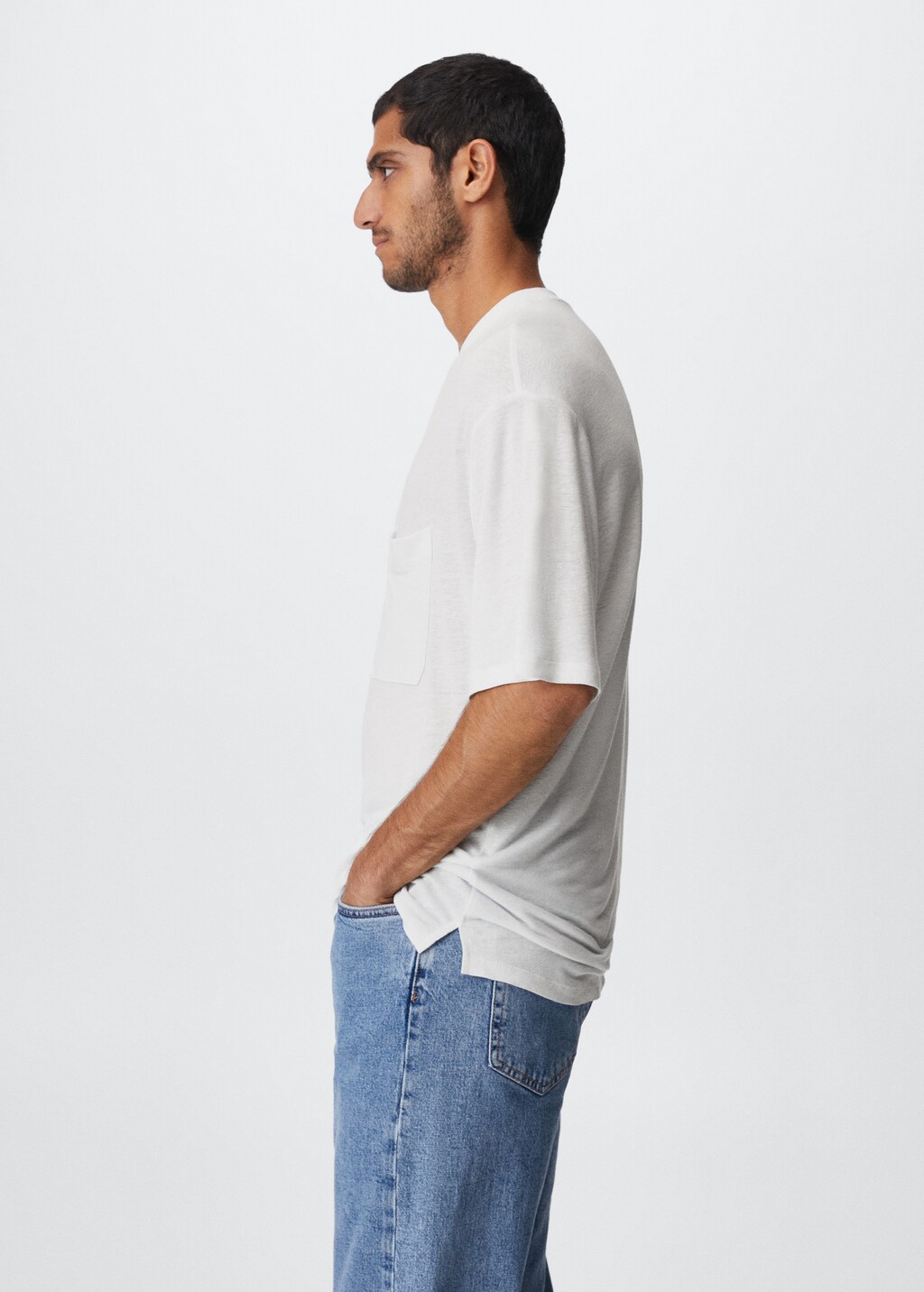 Linen-blend flowy T-shirt - Details of the article 2