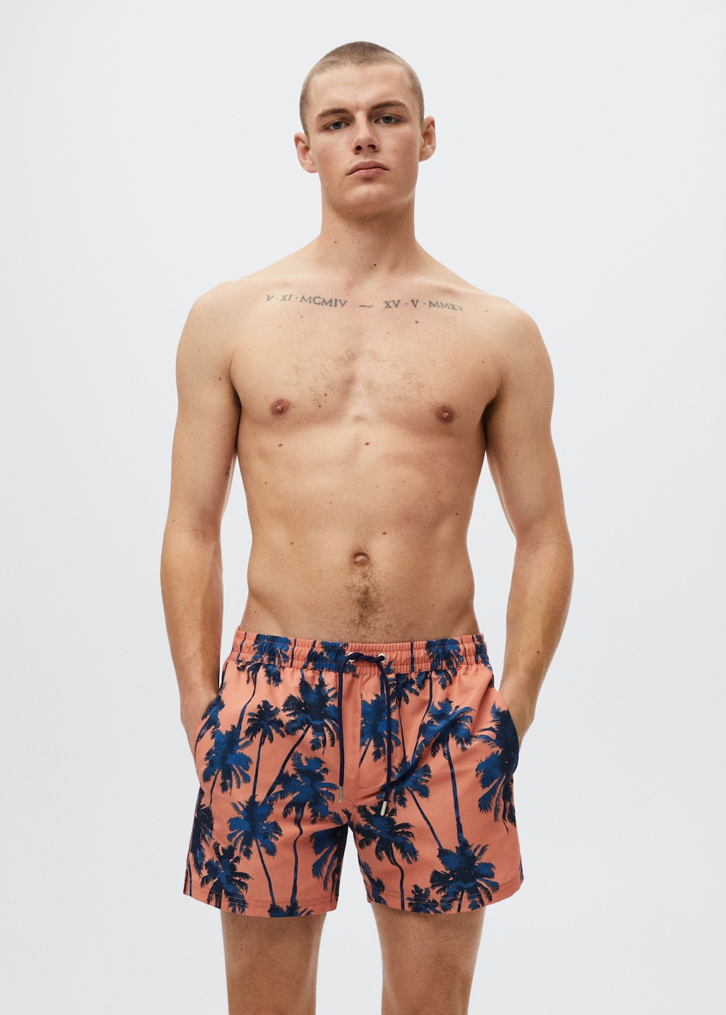 Hawaiian print swimming trunks - Medium plane