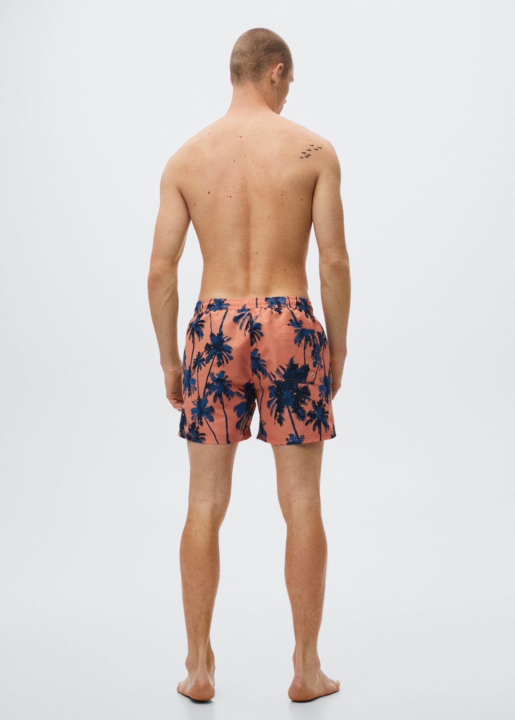 Hawaiian print swimming trunks - Reverse of the article