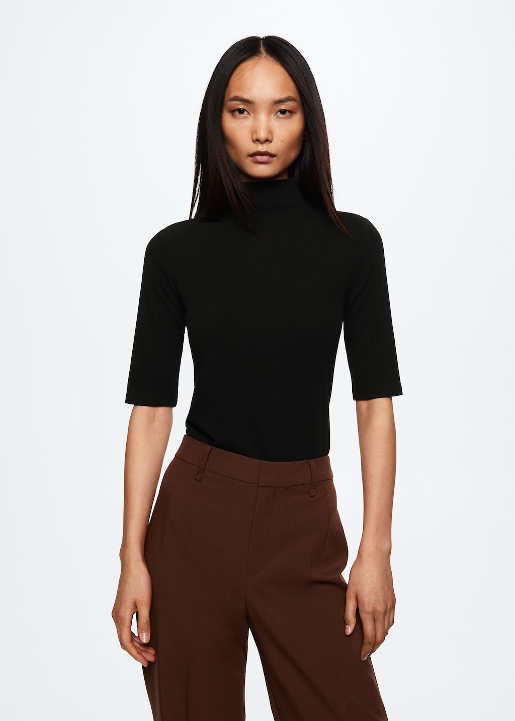 Turtle neck ribbed t shirt