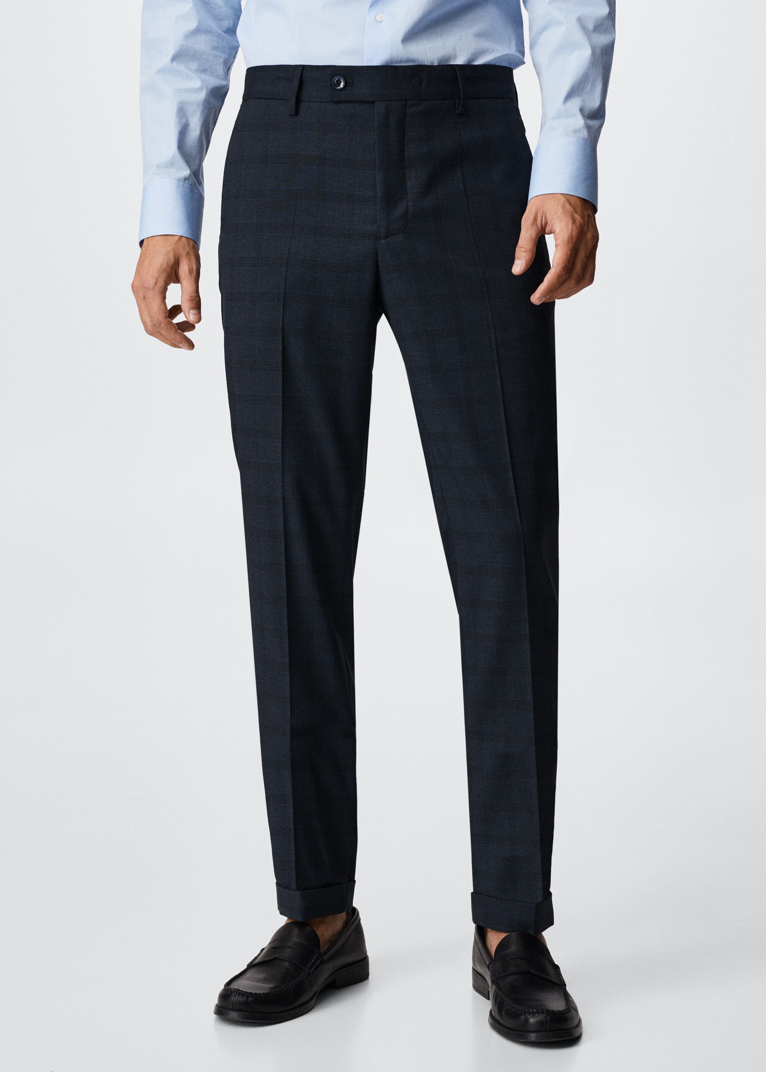 Slim fit check suit trousers - Medium plane