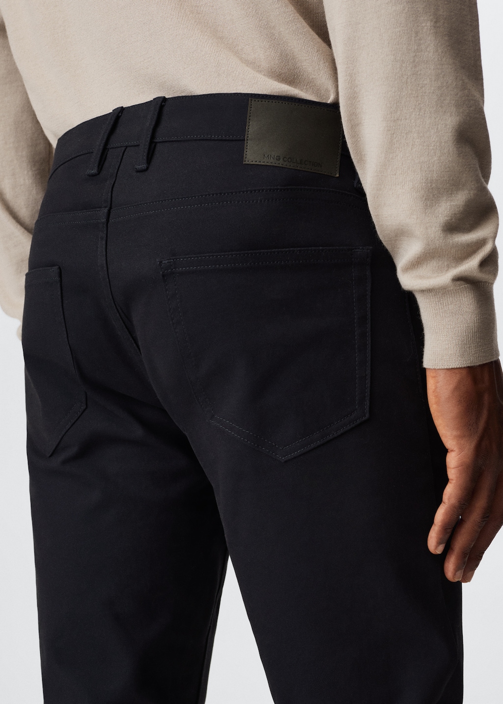 Slim fit denim-effect serge trousers - Details of the article 3