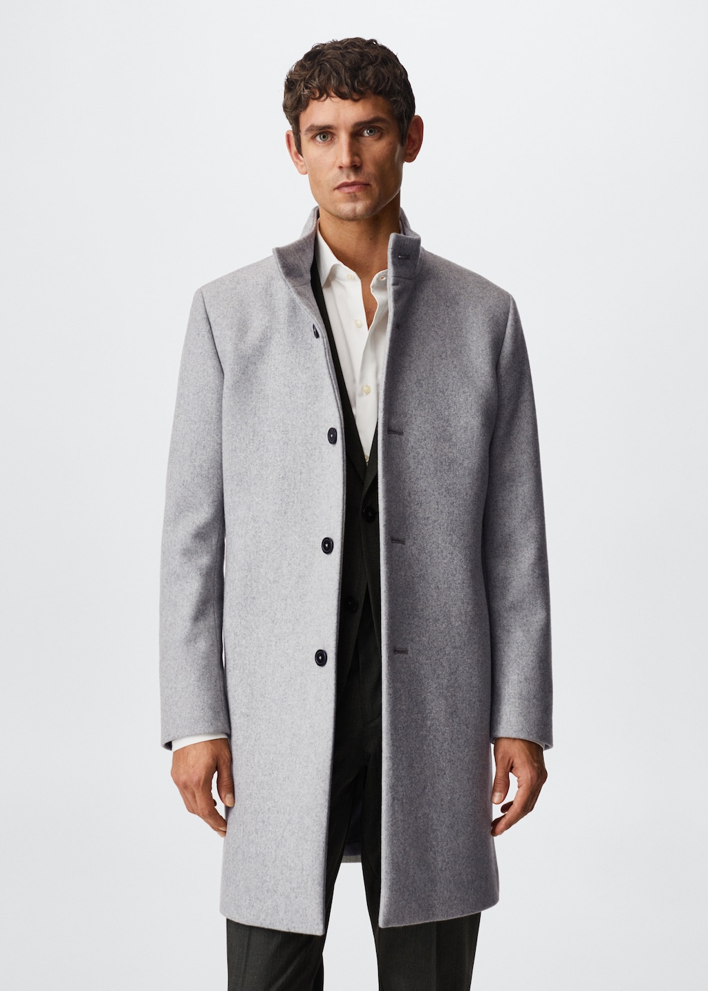 Long recycled wool coat - Medium plane