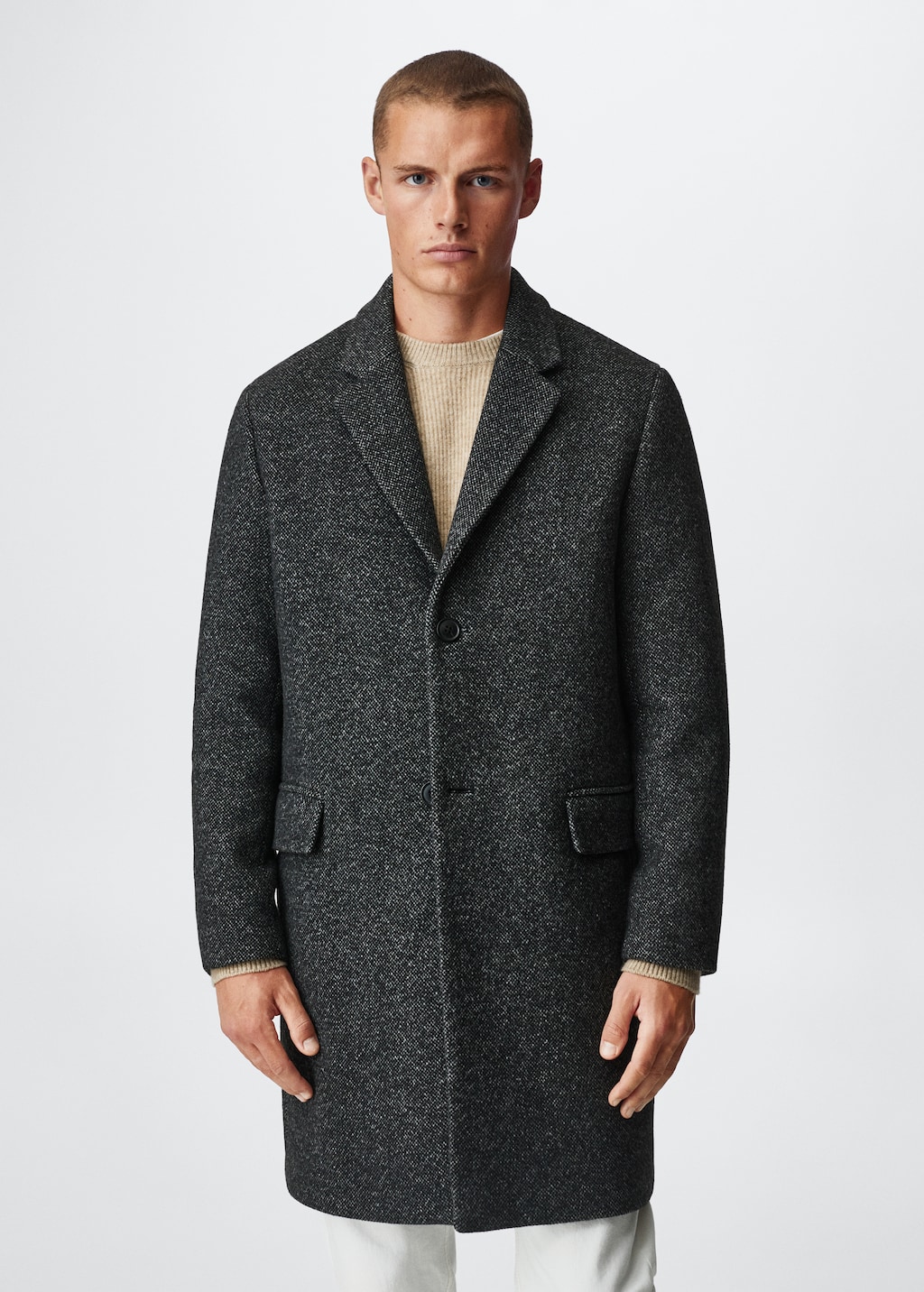 Flecked wool-blend coat - Medium plane