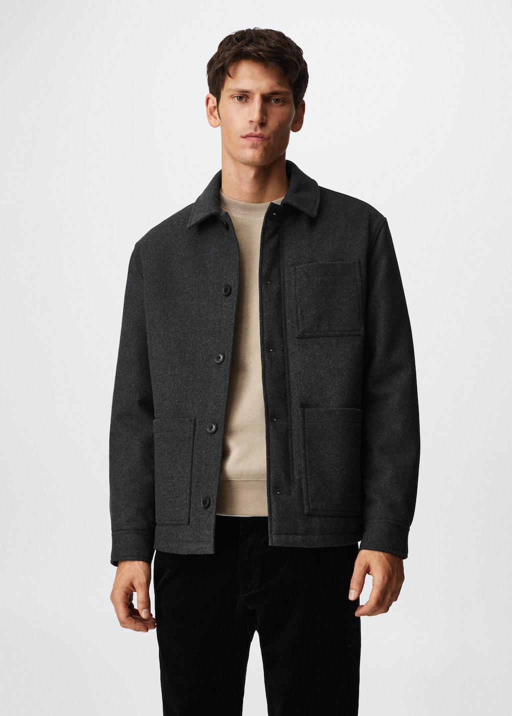 Pocketed wool-blend jacket