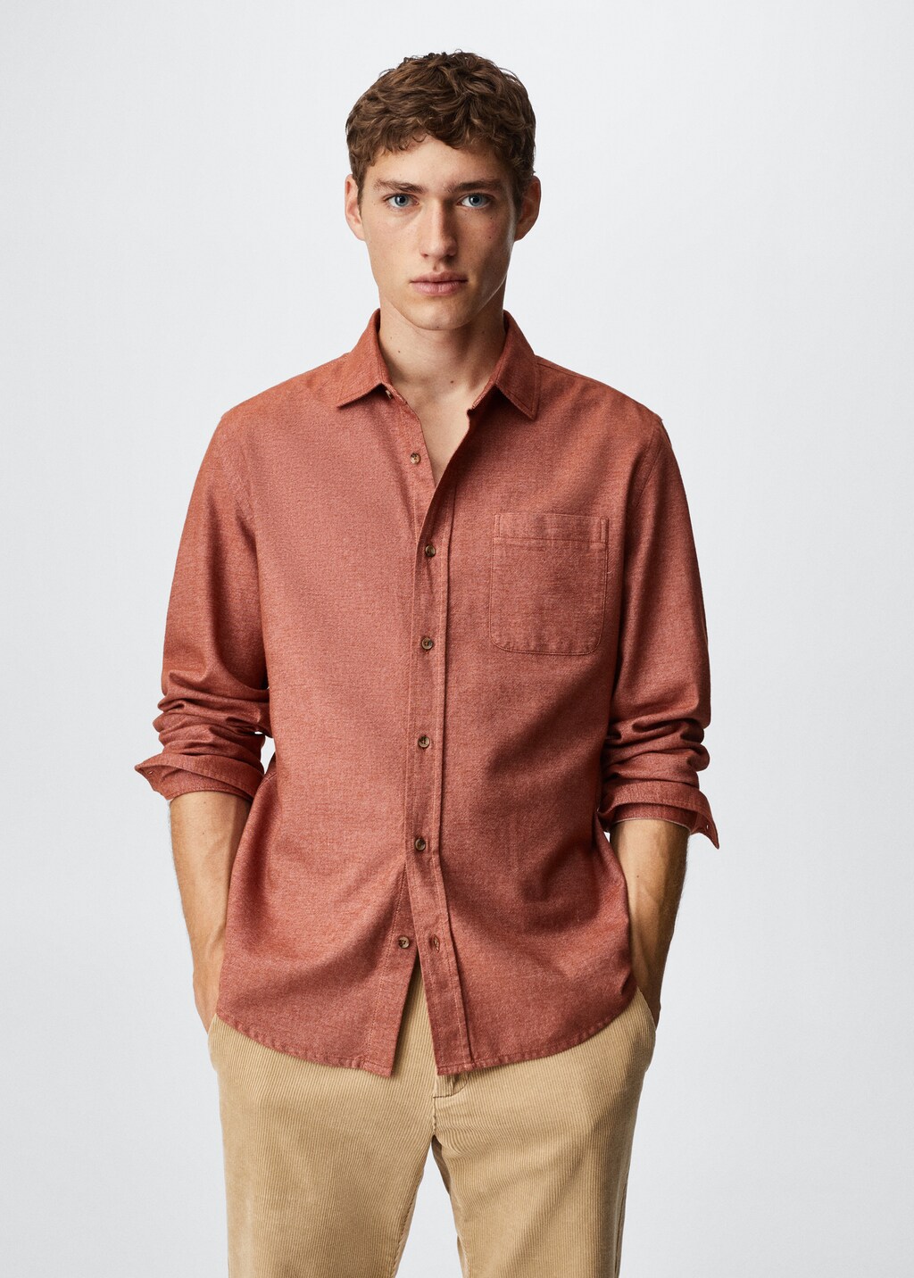 Chest-pocket cotton shirt - Medium plane