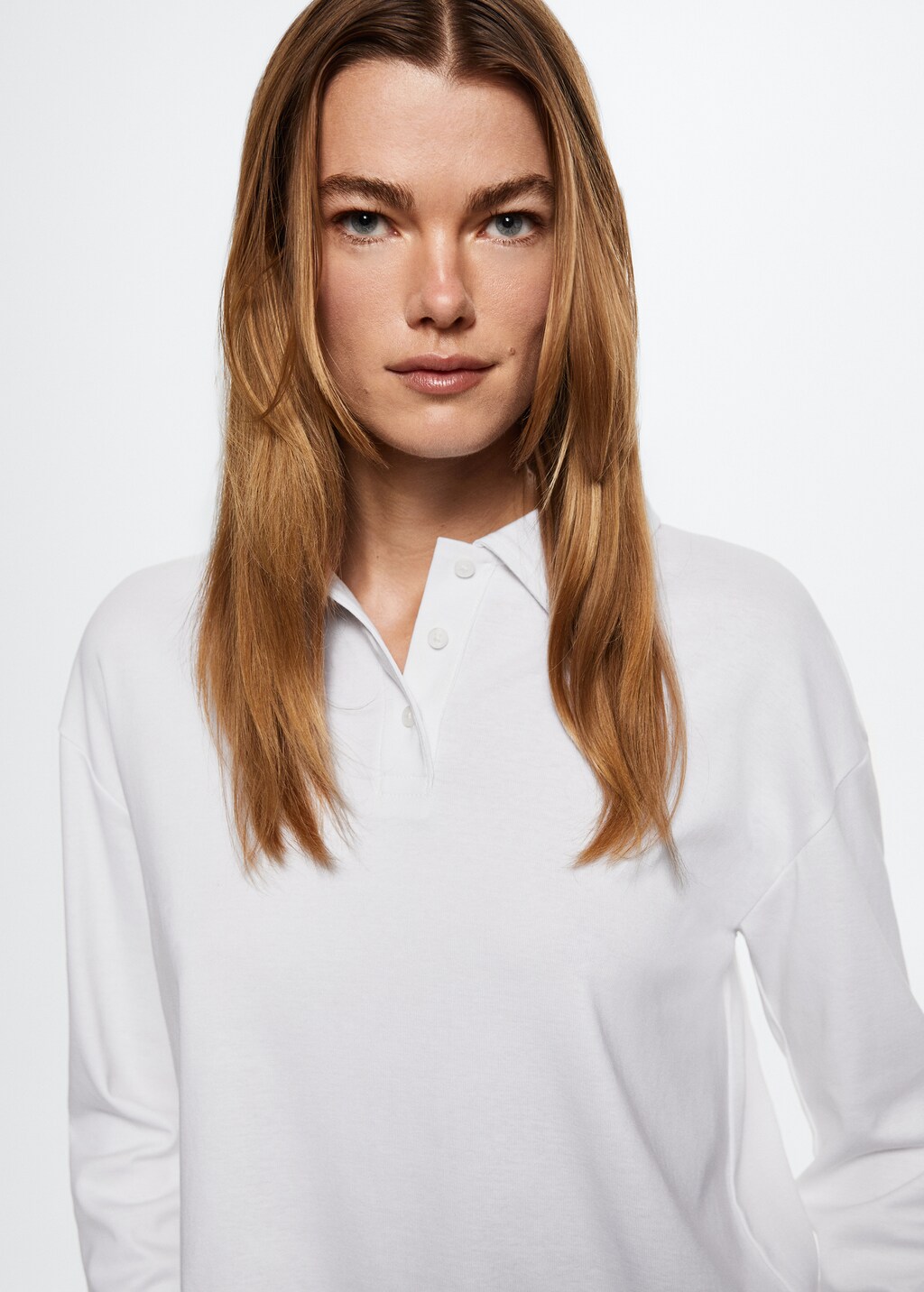 Long-sleeved cotton jersey polo shirt - Details of the article 4