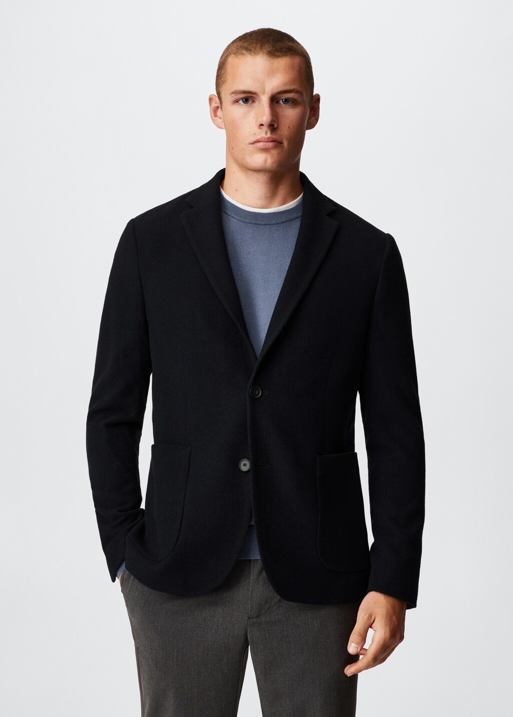 Slim-fit wool-blend jacket