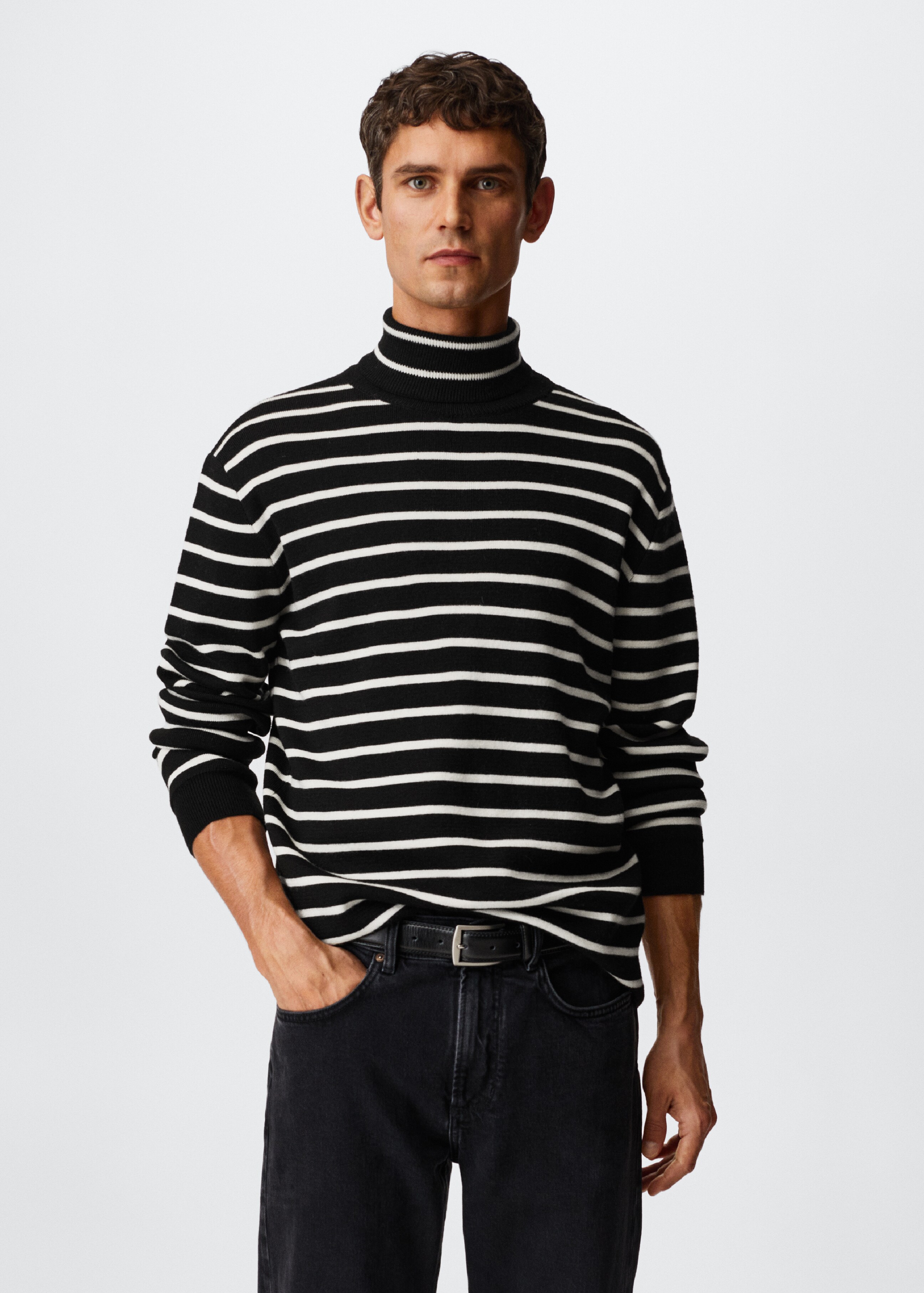 Stand-collar striped sweater - Medium plane