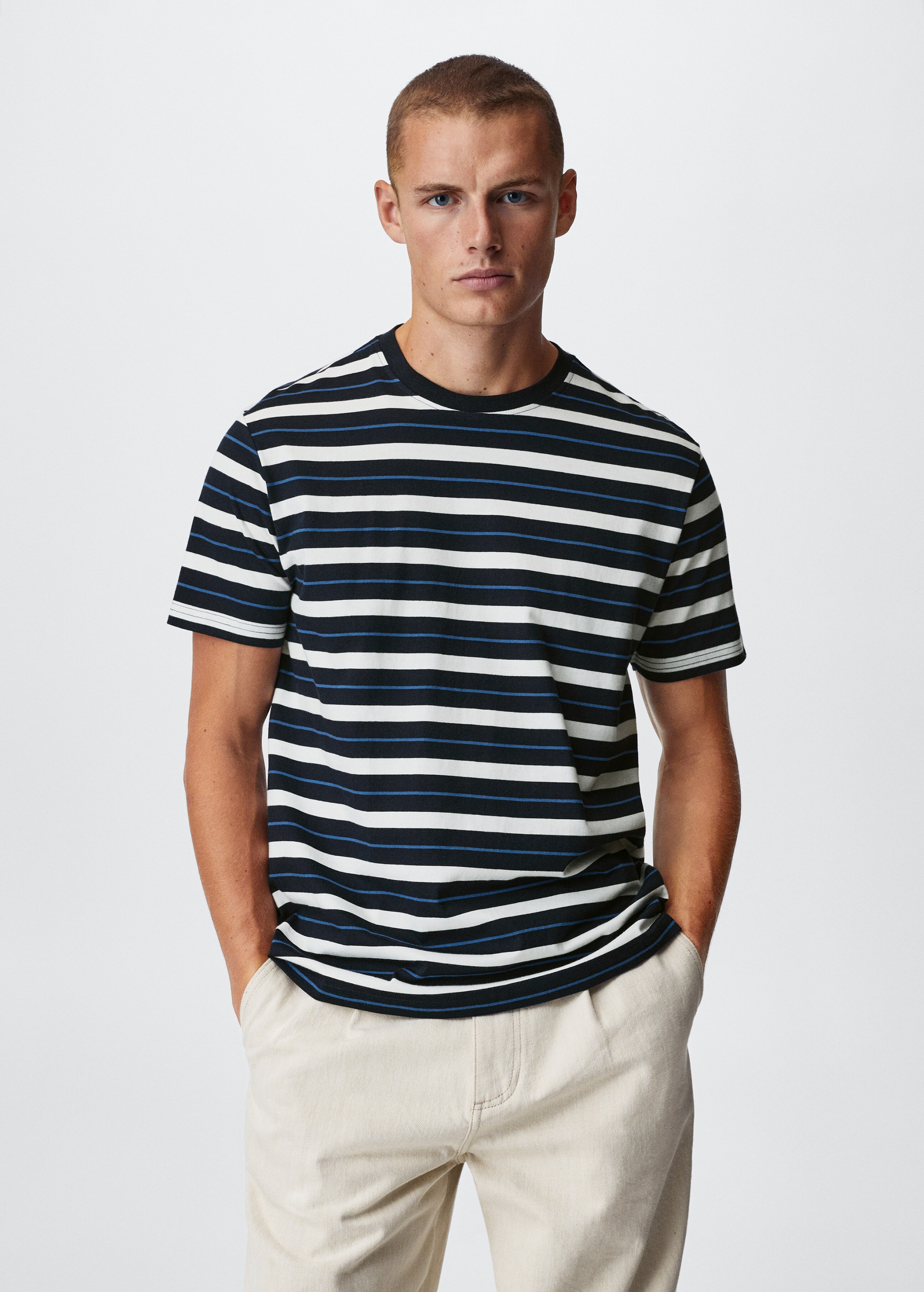 Striped cotton T-shirt - Medium plane