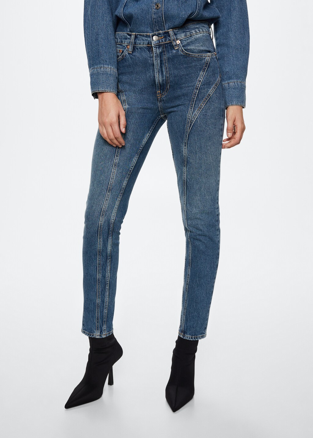 Jeans met sierstiksels - Middenvlak