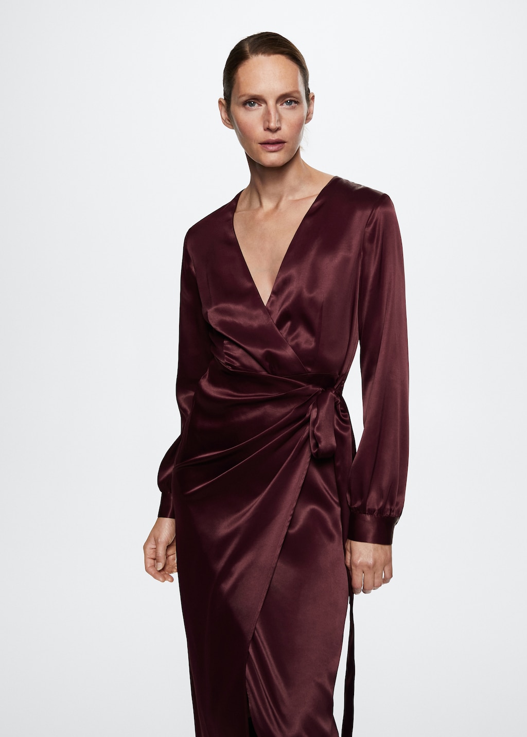 Mango burgundy dress best sale