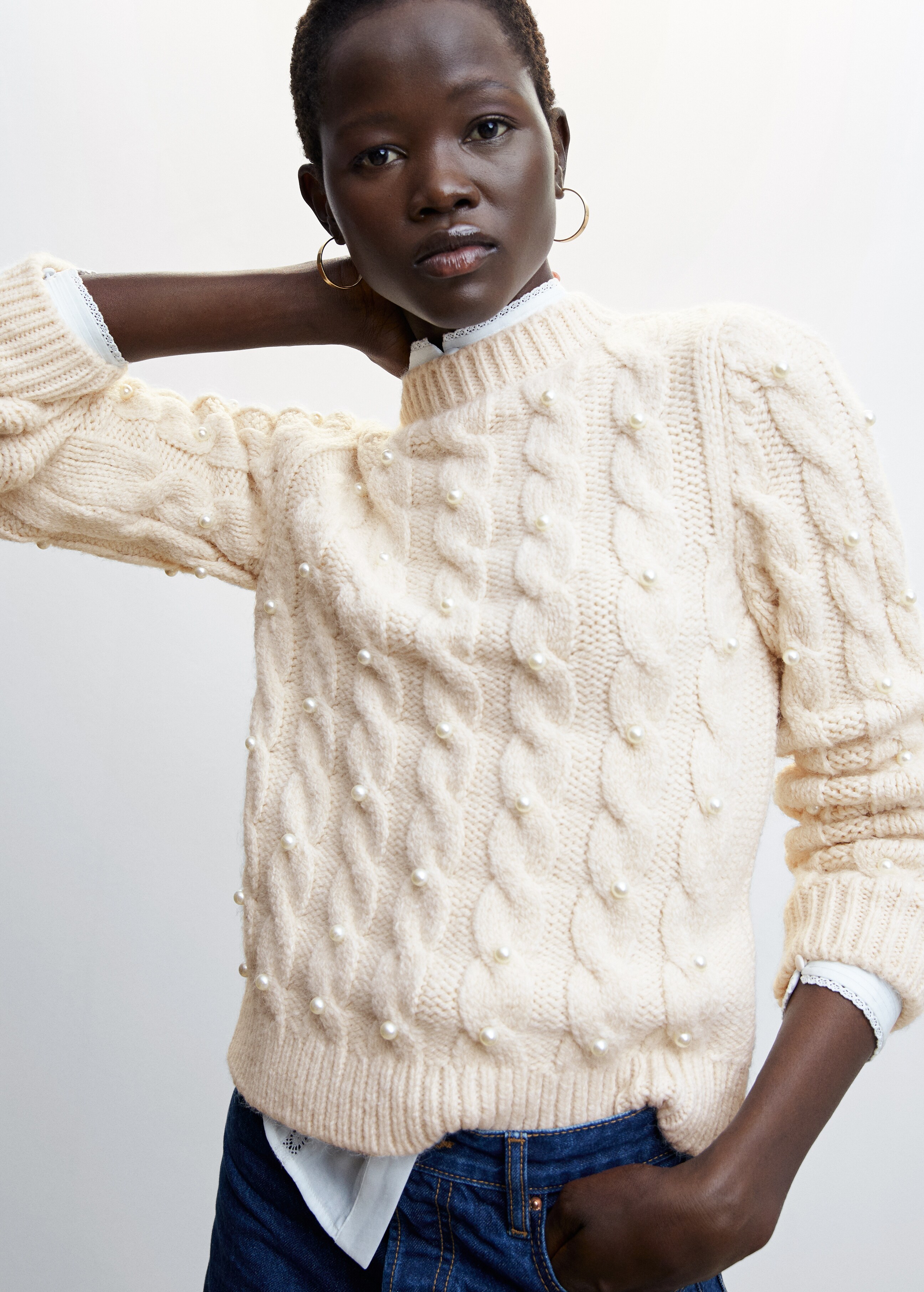 Pearl chunky-knit sweater - Medium plane