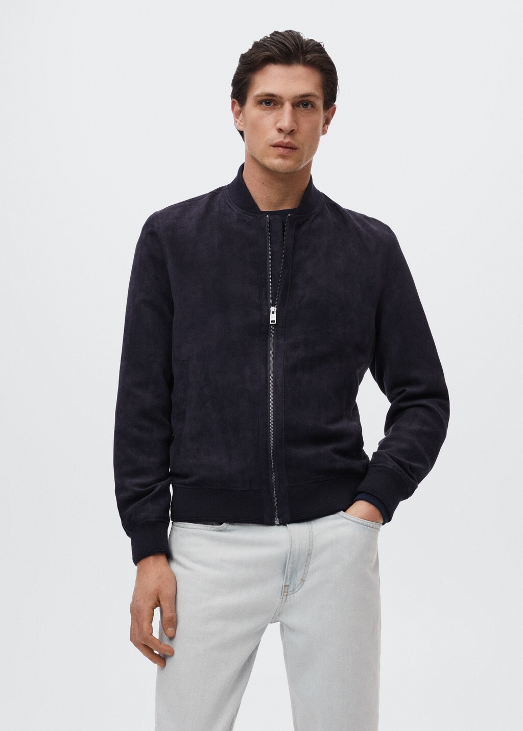 Suede-effect bomber jacket - Medium plane