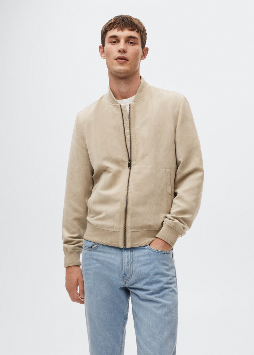 Suede-effect bomber jacket - Medium plane