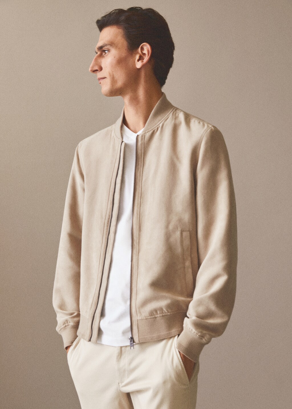 Suede-effect bomber jacket - Details of the article 5