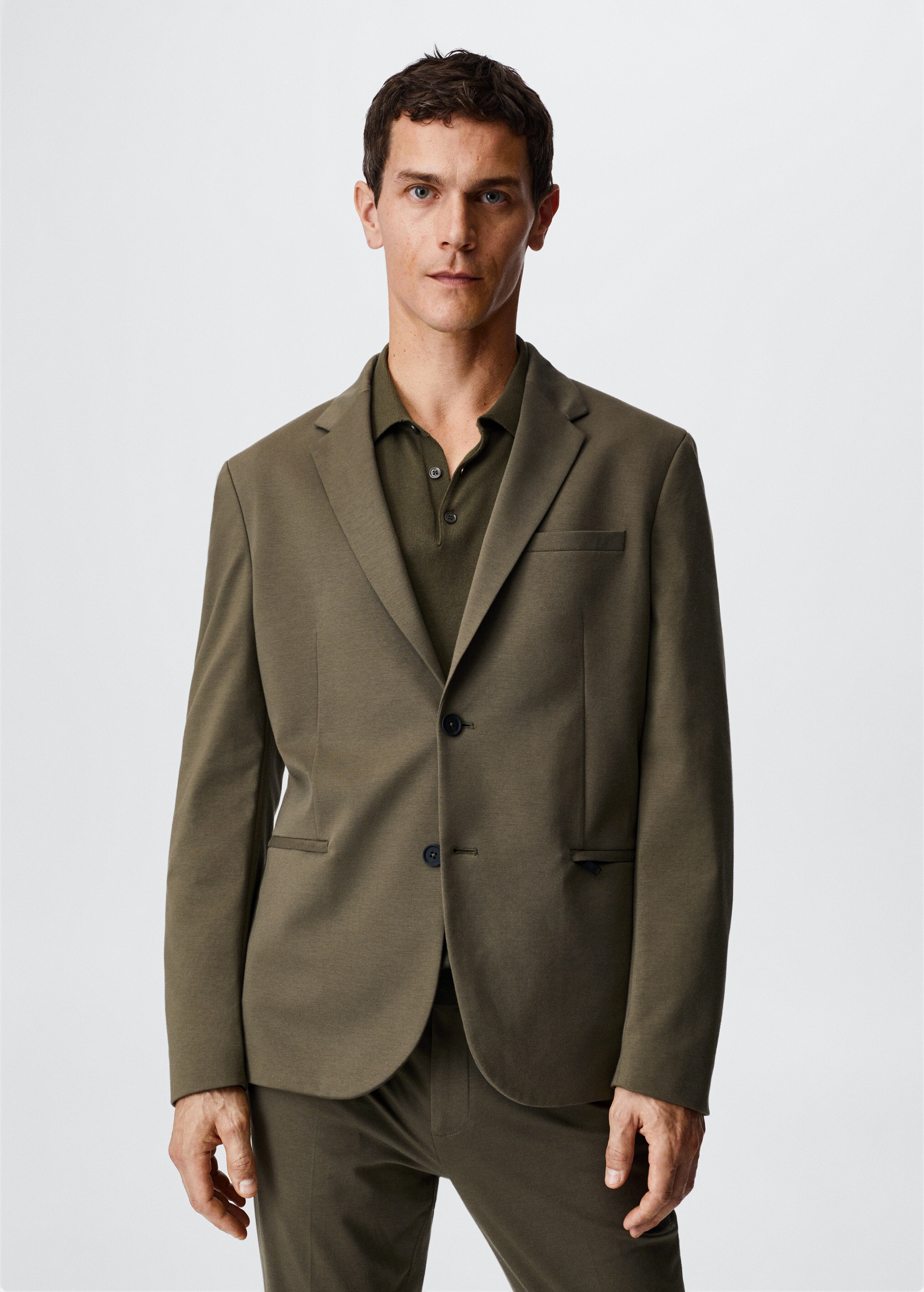 Slim-fit cotton suit jacket - Medium plane
