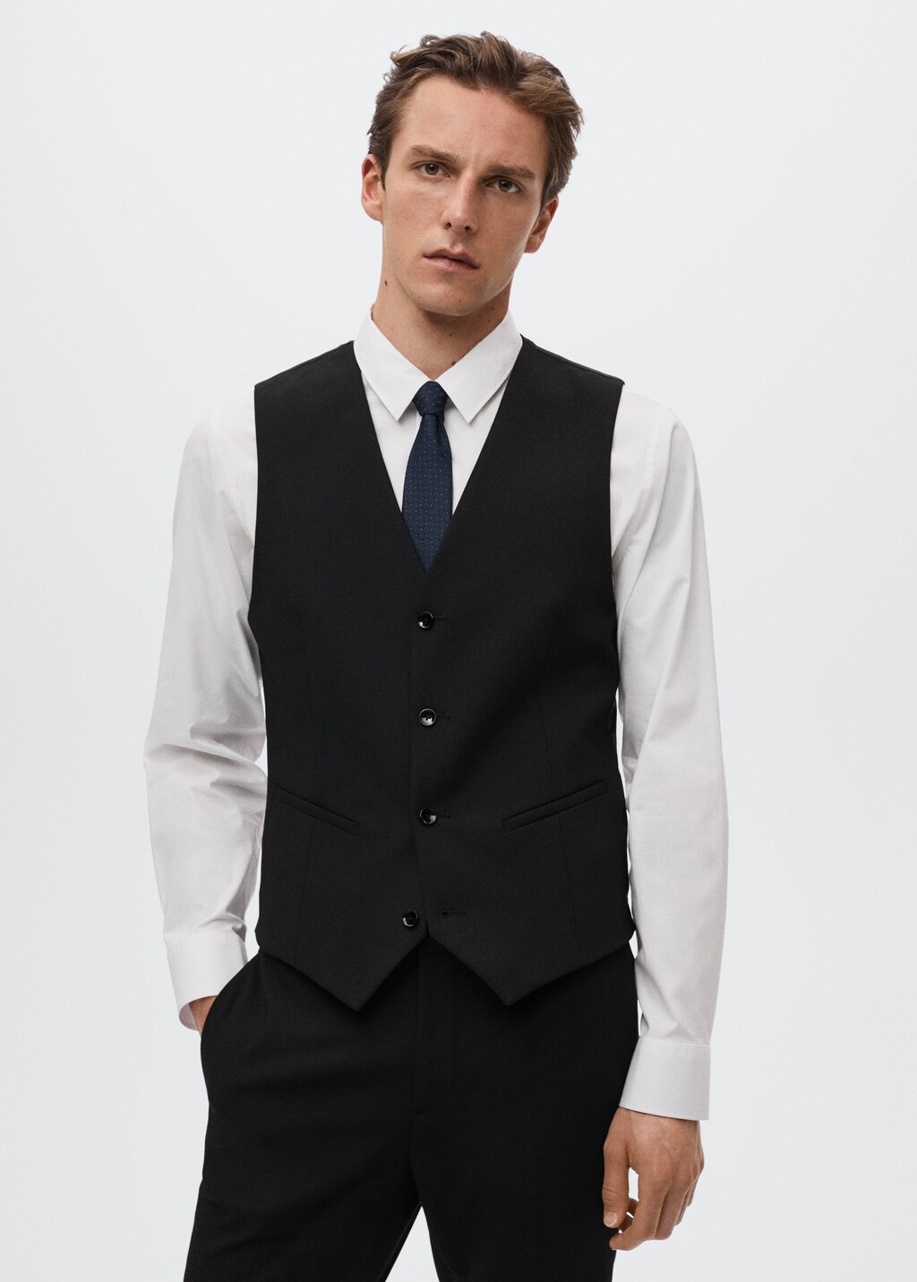 Super slim-fit suit waistcoat - Medium plane