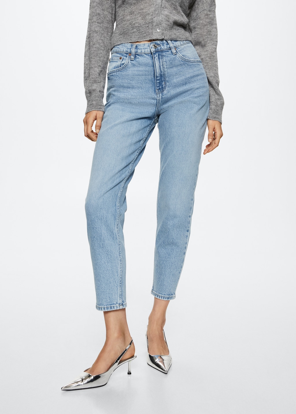 Comfort Mom-Jeans mit hoher Bundhöhe - Mittlere Ansicht