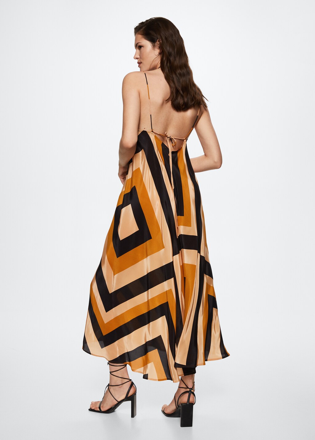 Striped satin dress - Reverse of the article