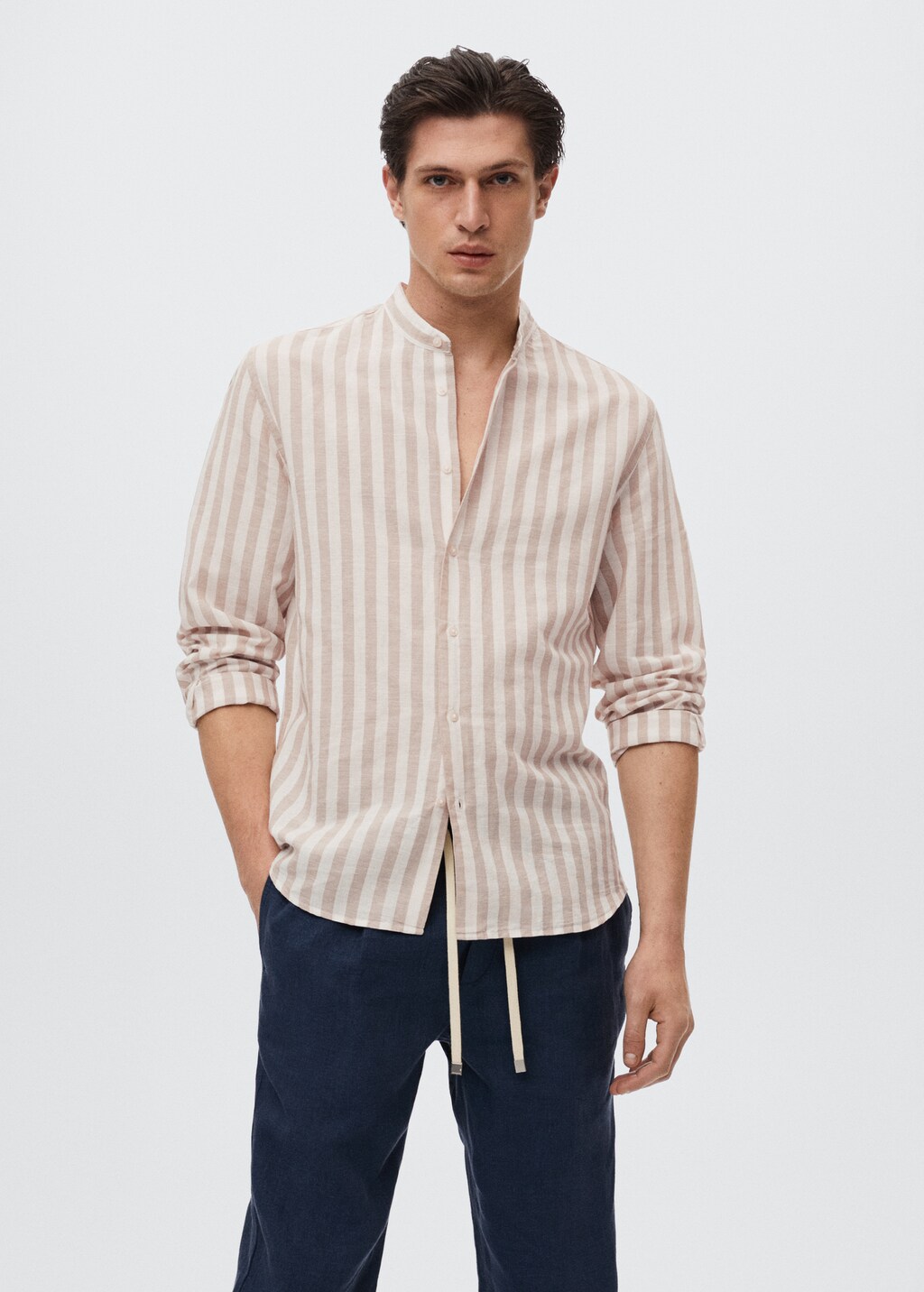 Regular-fit striped linen shirt - Medium plane