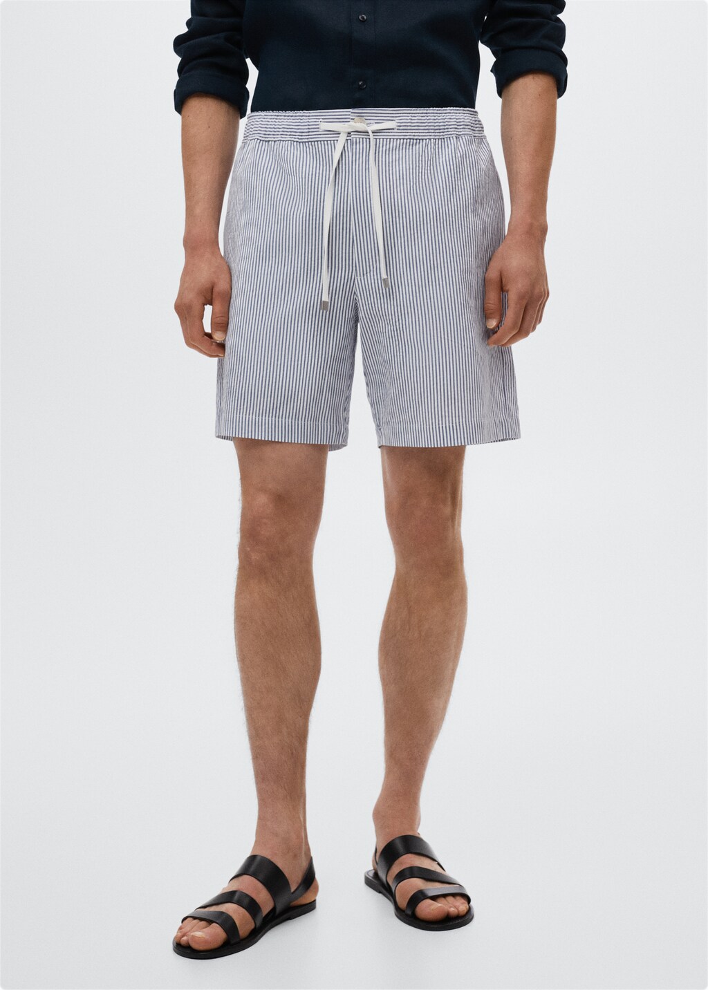 Striped seersucker shorts - Medium plane