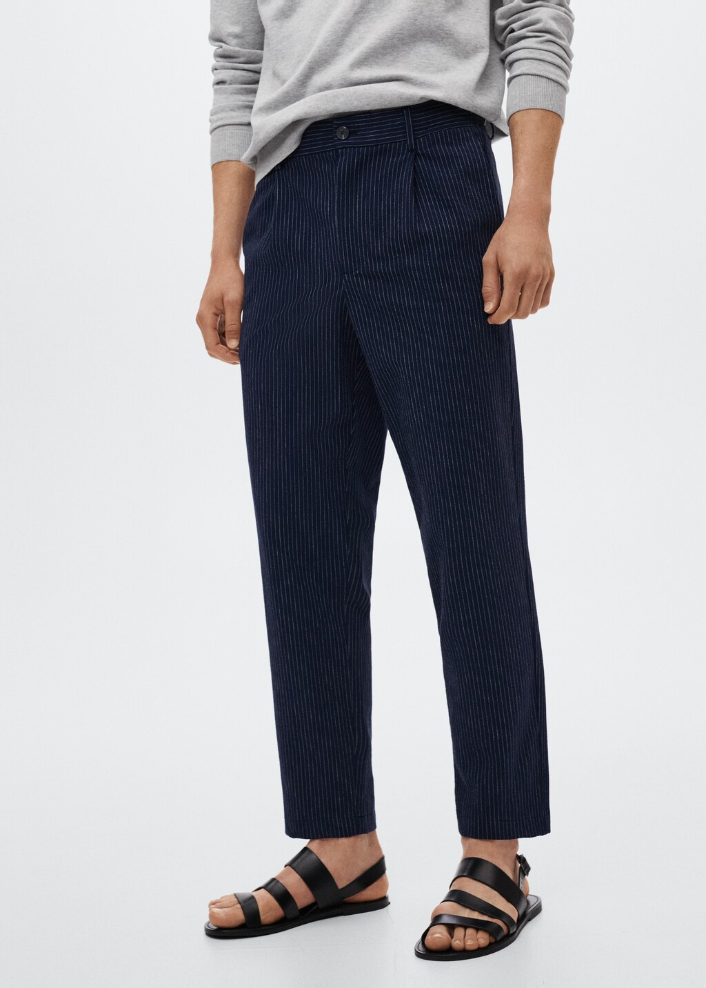 Seersucker-effect pleated trousers - Medium plane