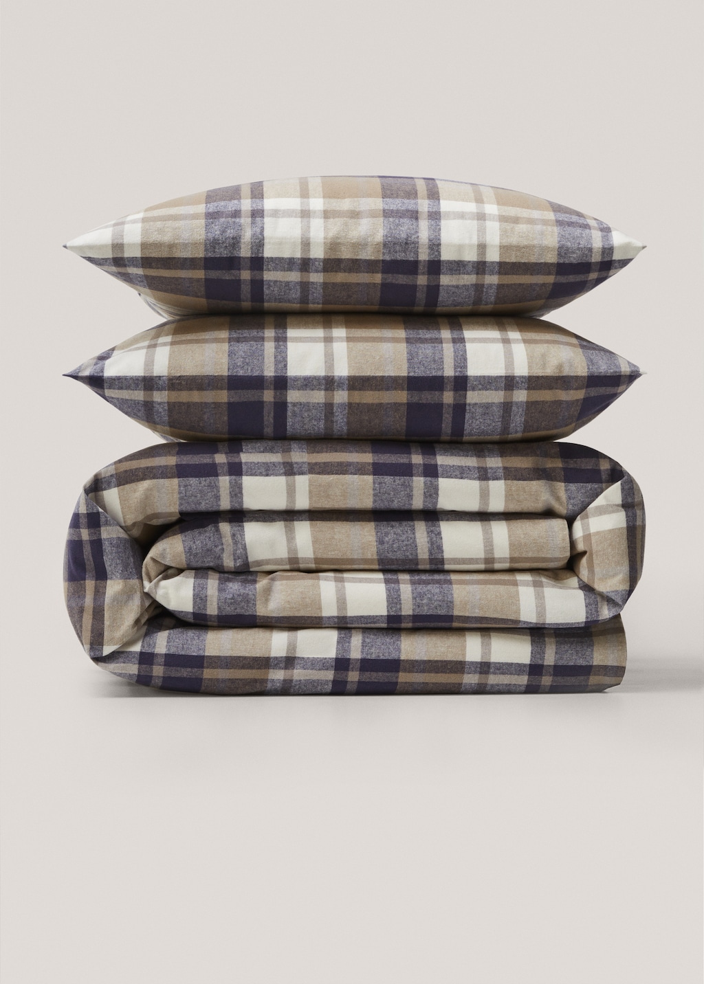 Woven check flannel duvet cover Bed 135/140cm - Article without model