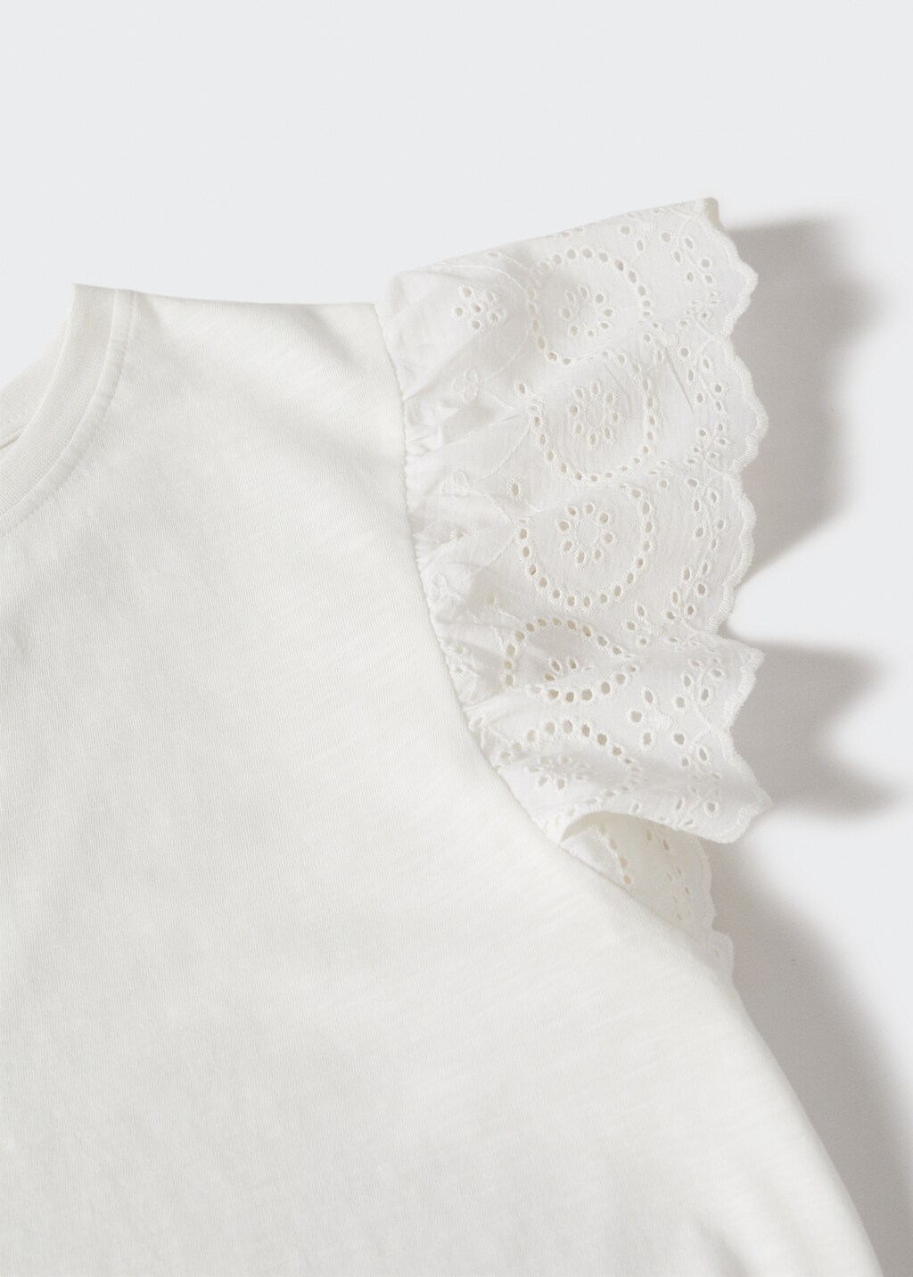 Cotton t-shirt with openwork detail - Details of the article 8